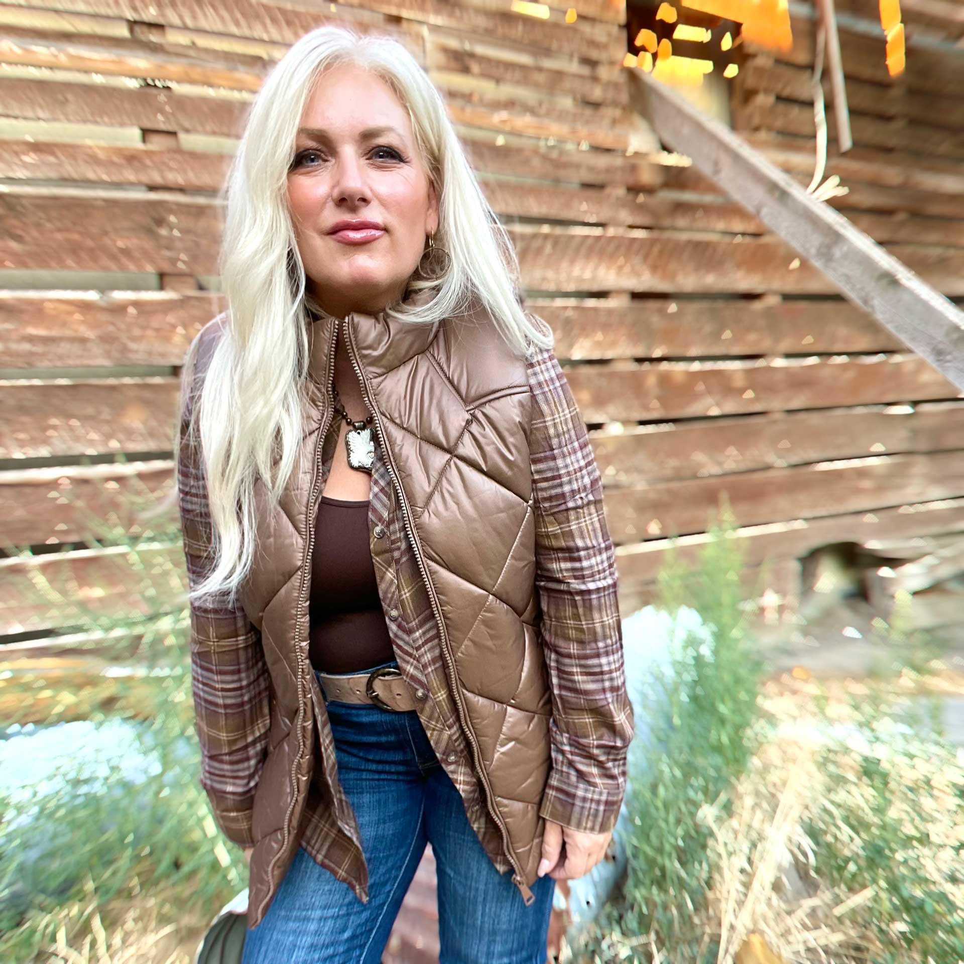 On The Go Puffer Vest (Walnut)