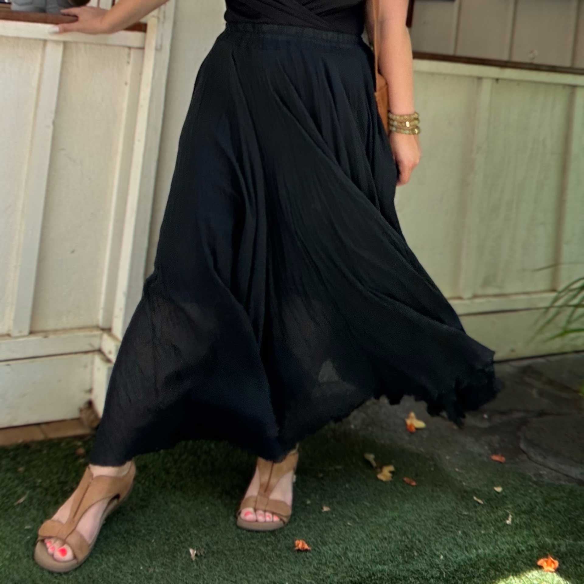 Paia Double Gauze Maxi Skirt (Black)
