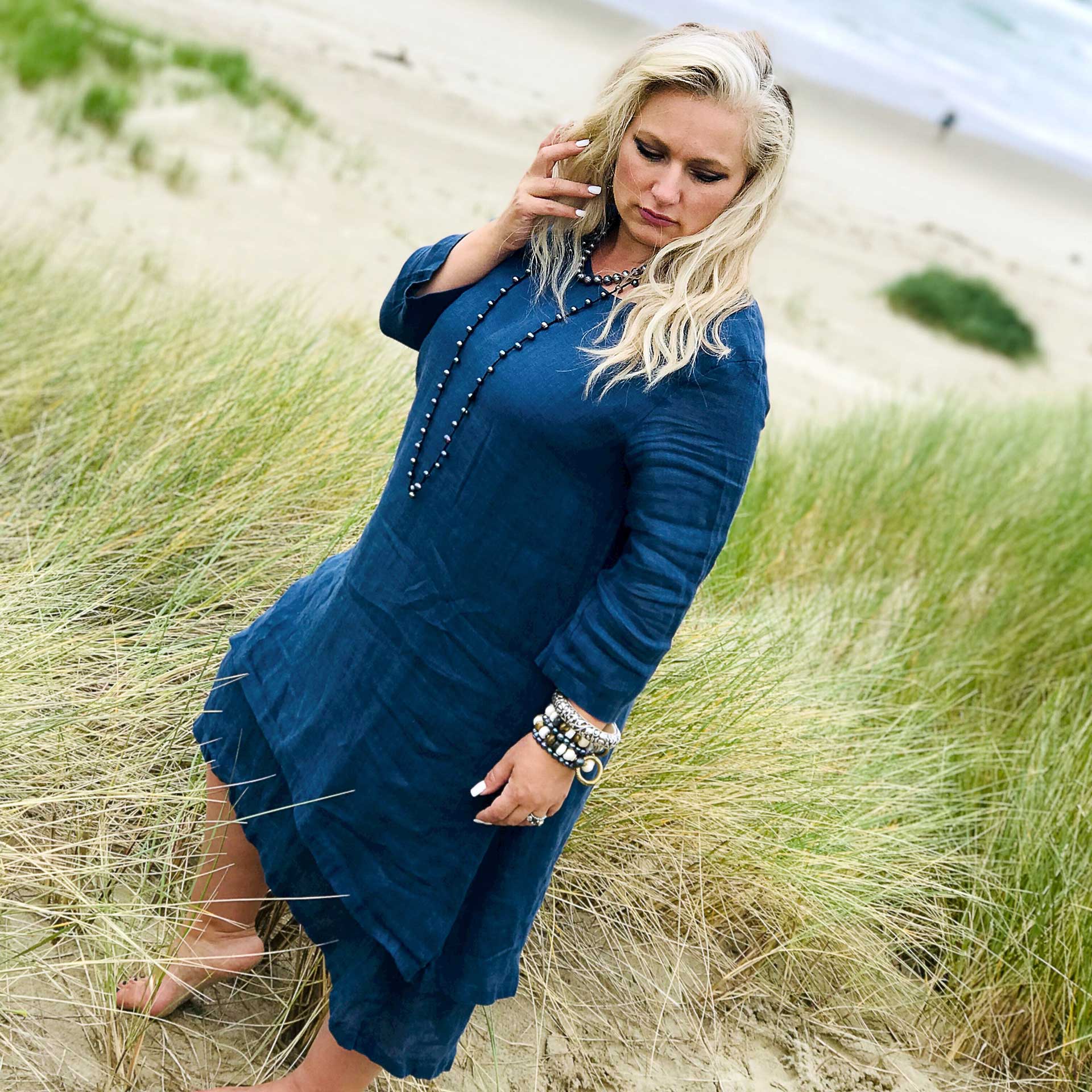 Paige Linen Dress (Indigo)