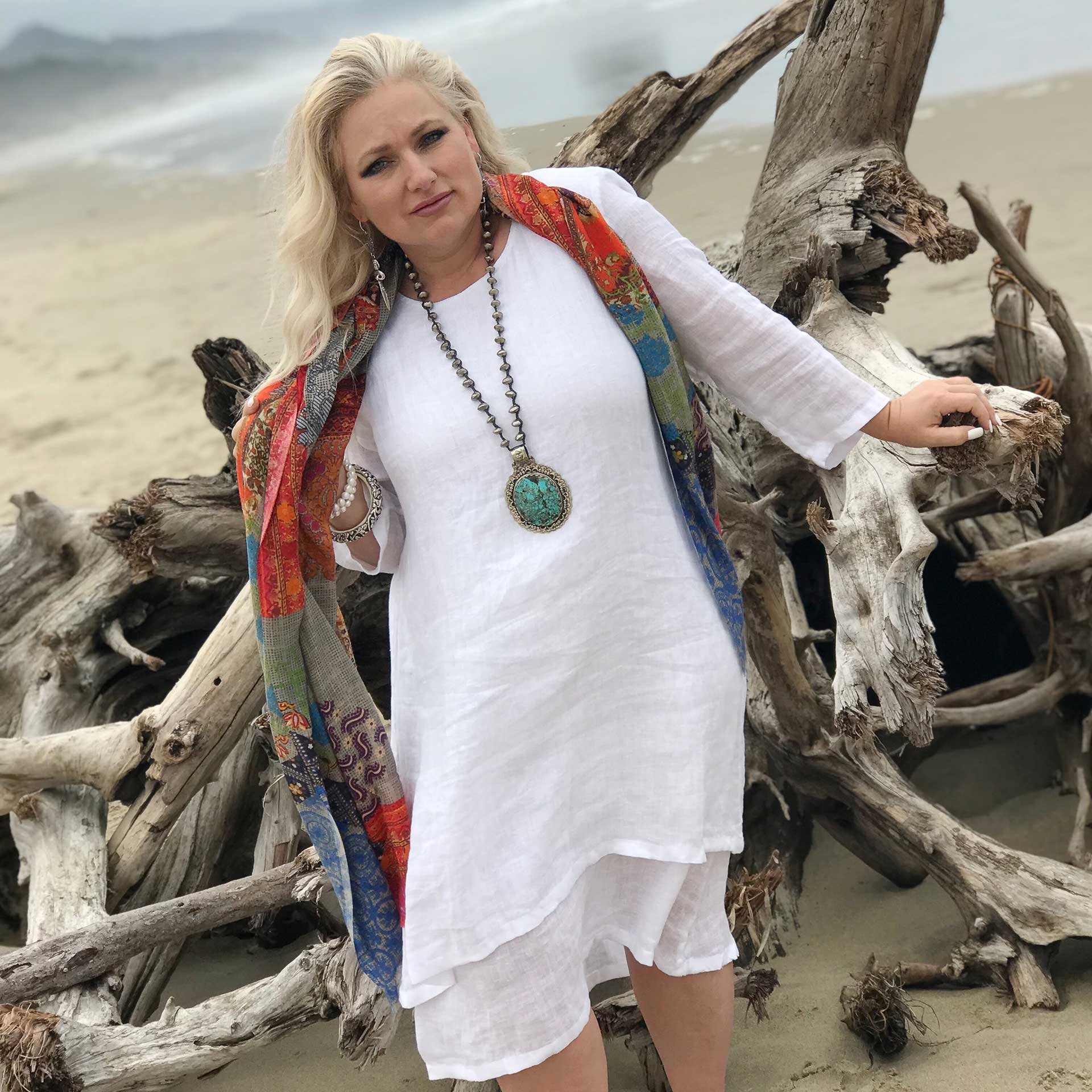 Paige Linen Dress (White)