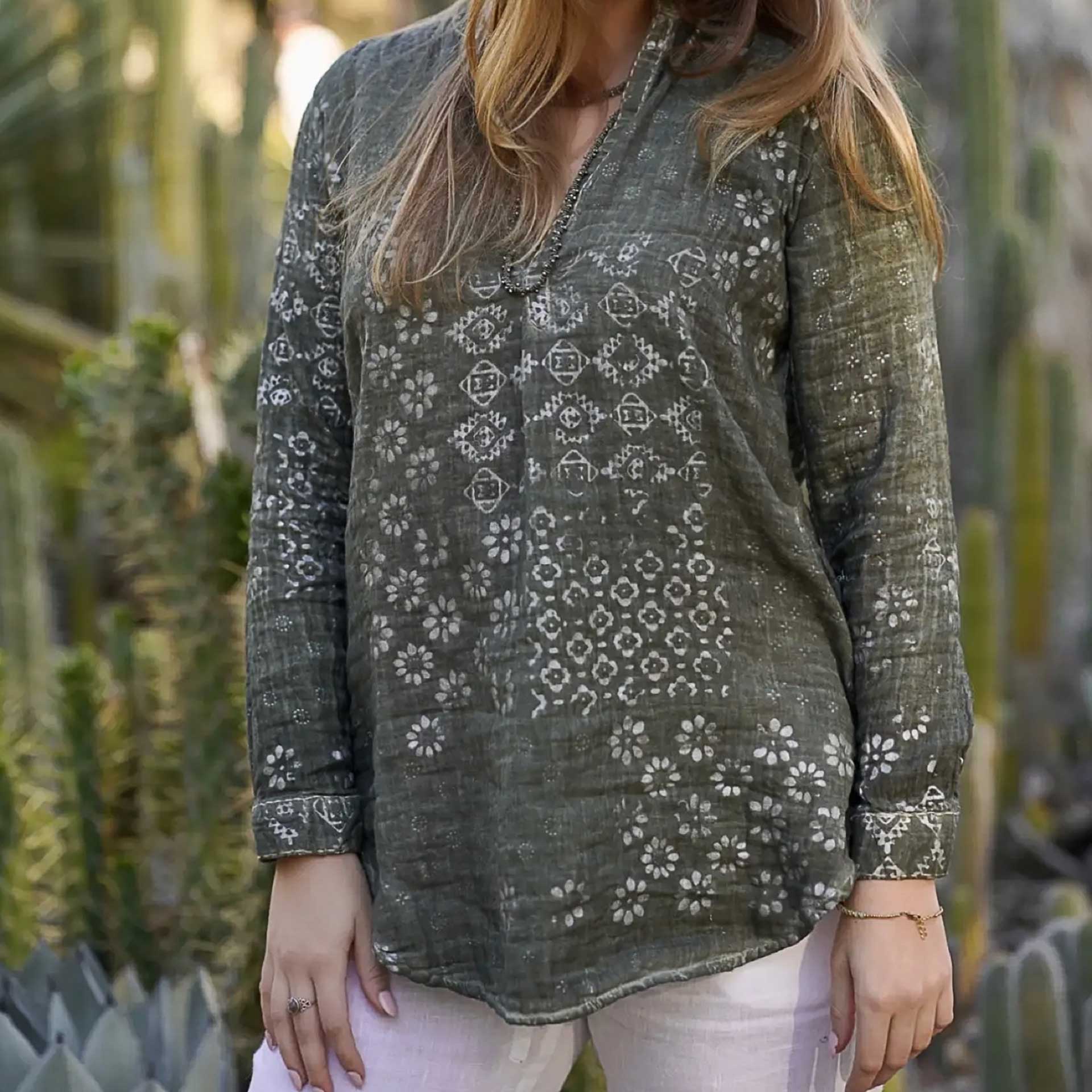 Painted Lady Gauze Tunic (Olive)