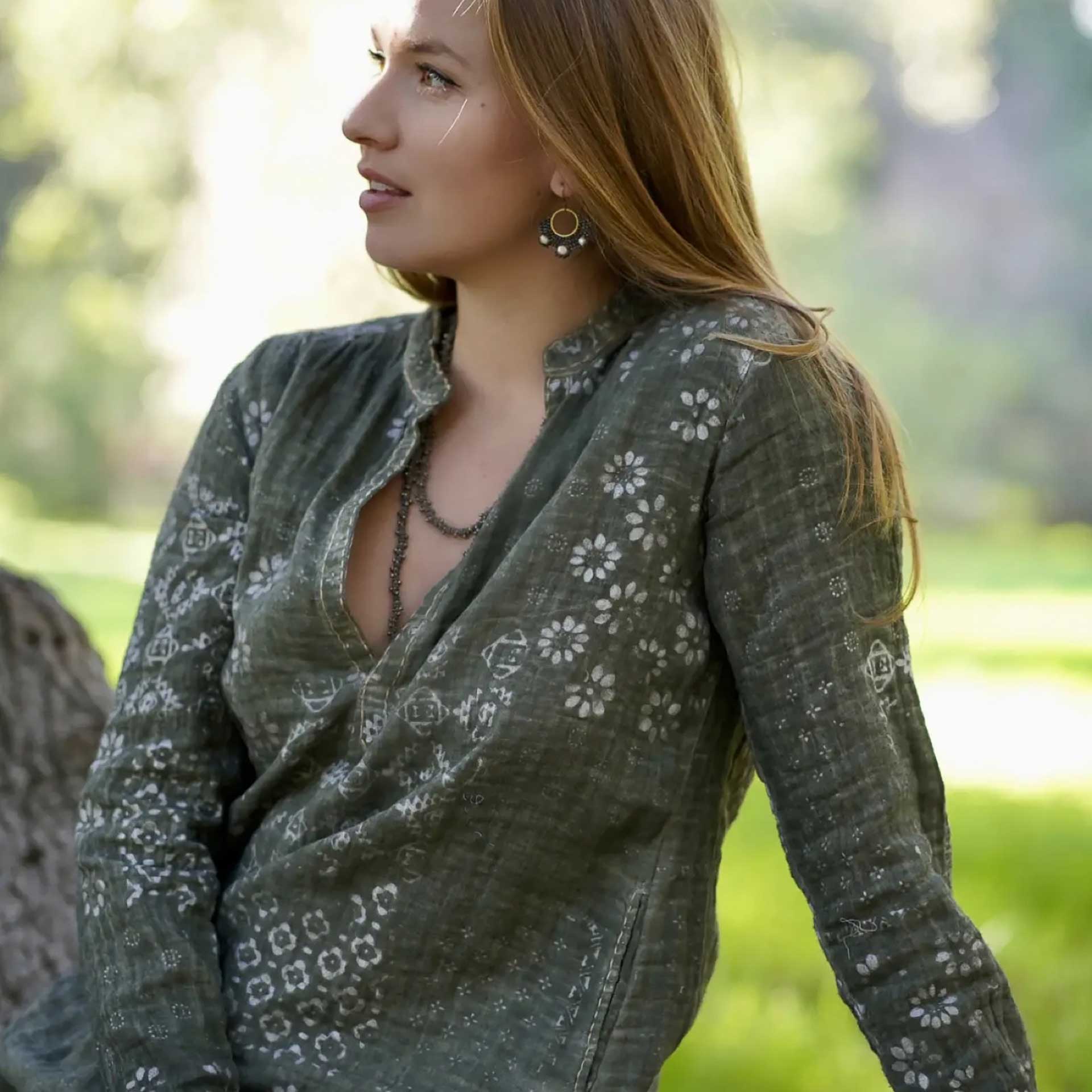 Painted Lady Gauze Tunic (Olive)