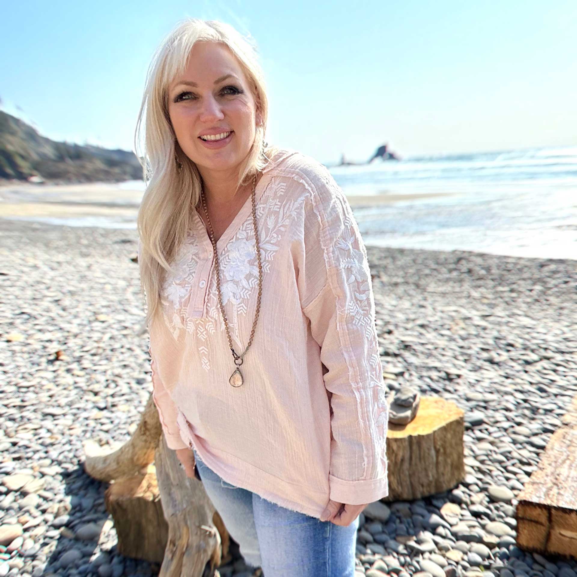 Pia Cotton Blouse (Pink)