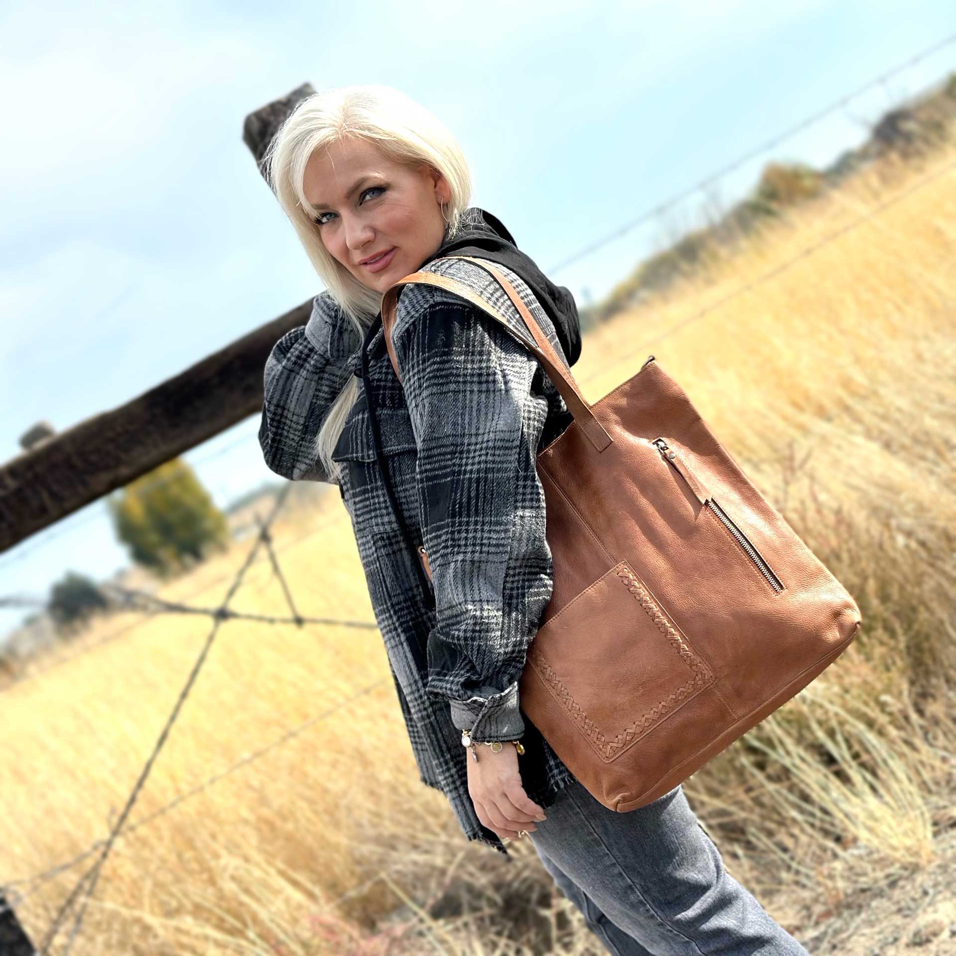 Renee Leather Tote (Cognac)