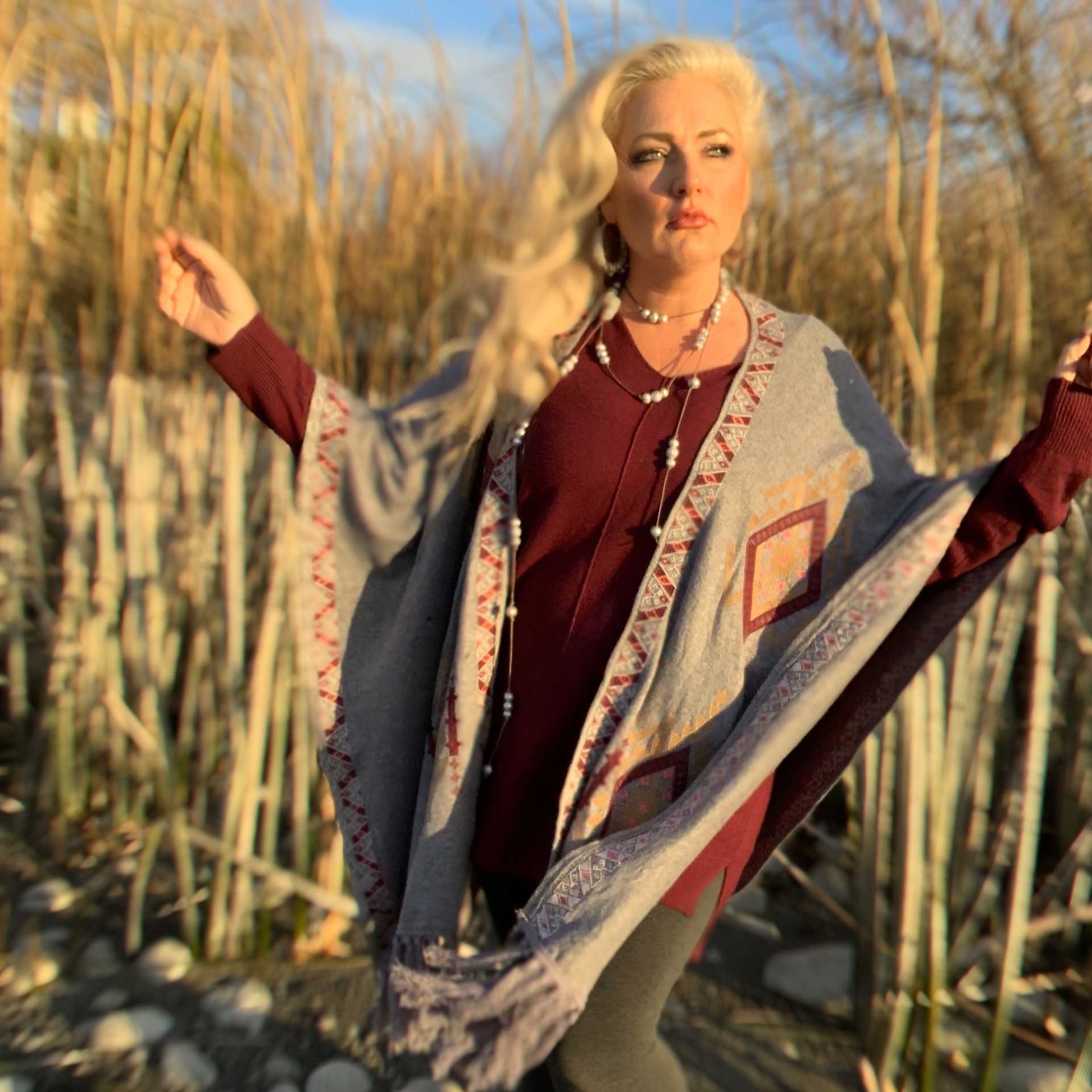 Rosemary Sweater Wrap (Charcoal)