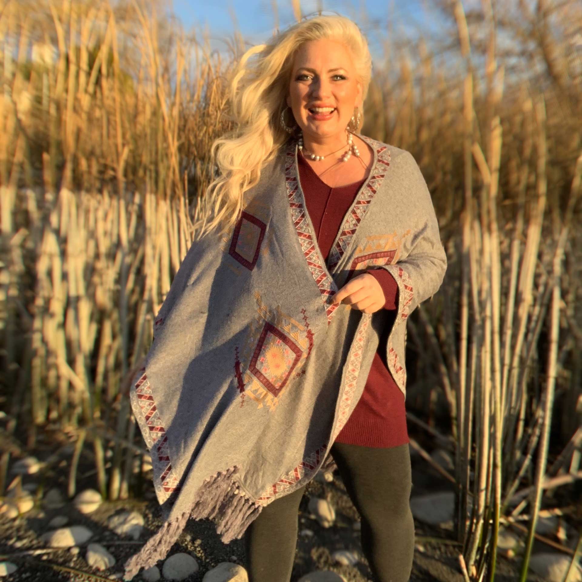 Rosemary Sweater Wrap (Charcoal)