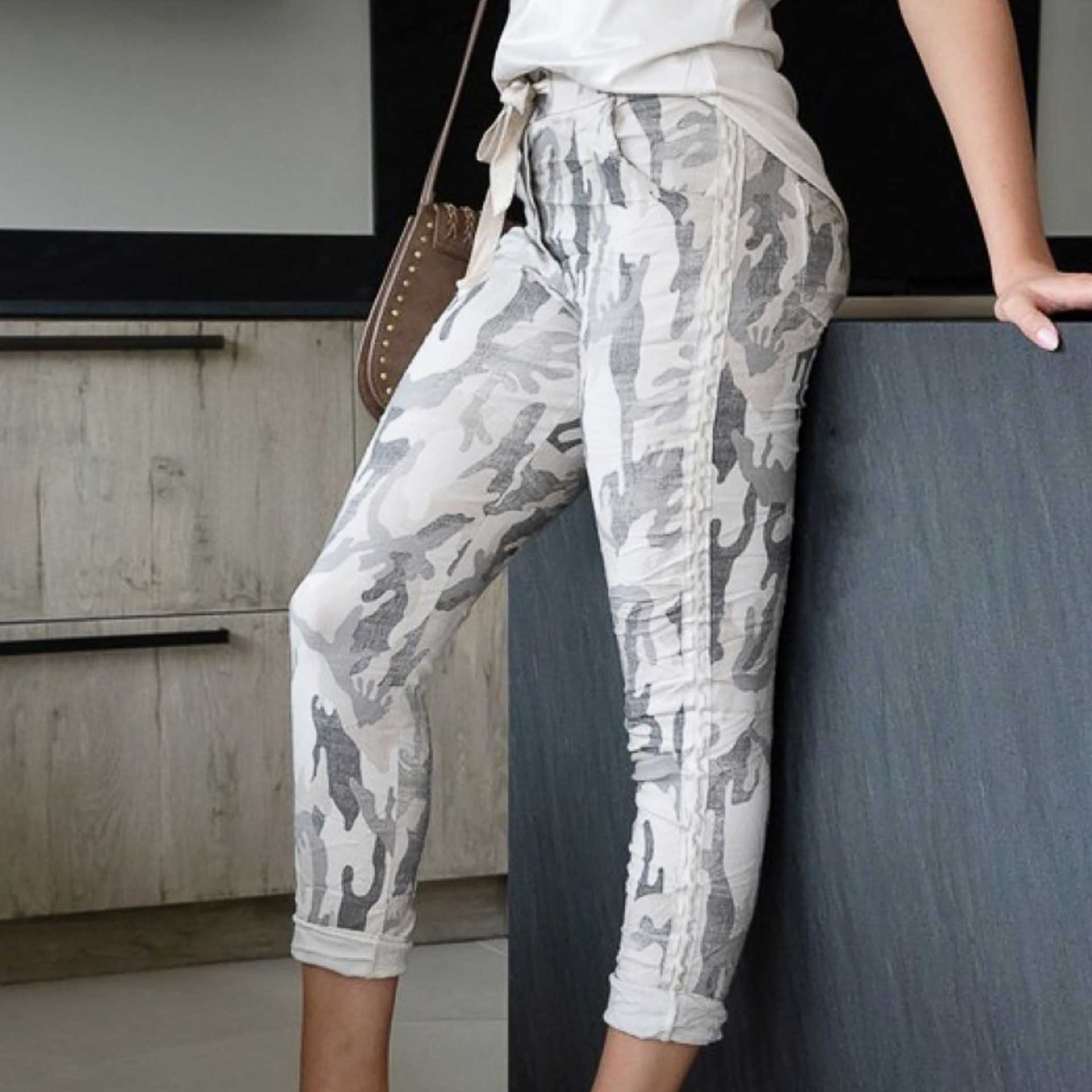 Sabrina Lurex Side Stripe Camo Jogger