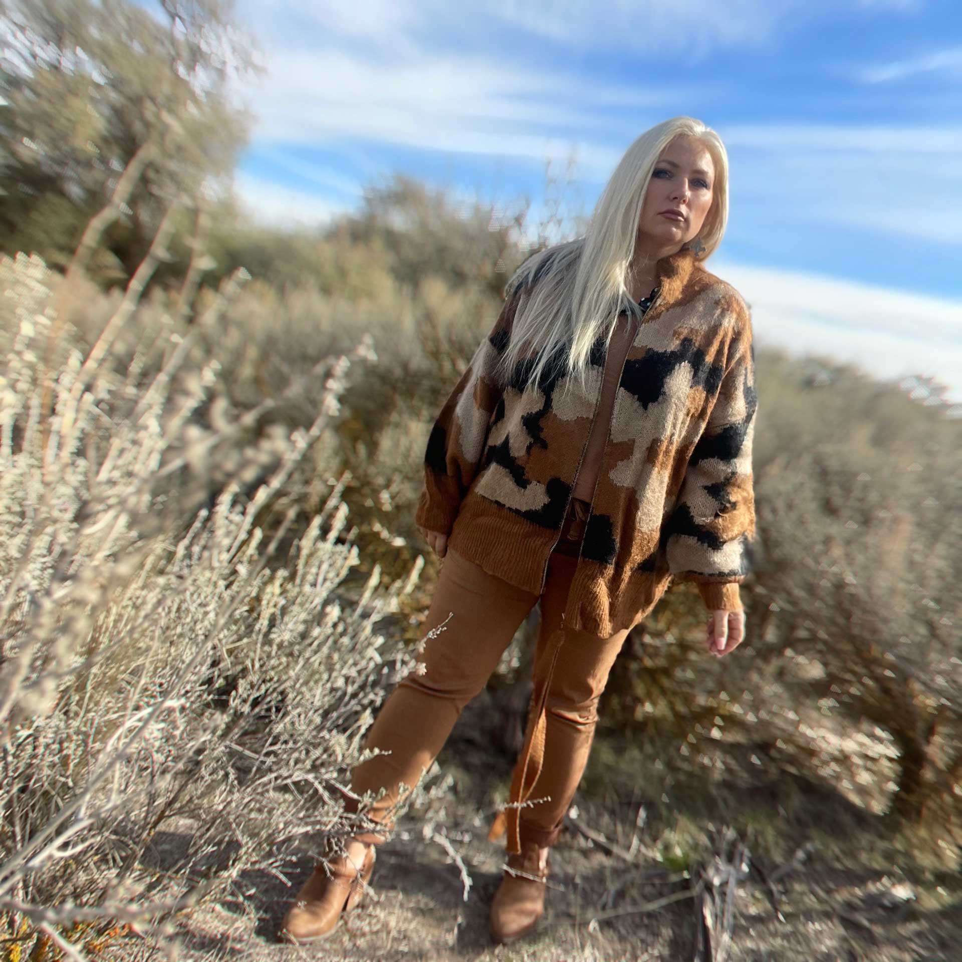 Savanna Camo Sweater Cardigan