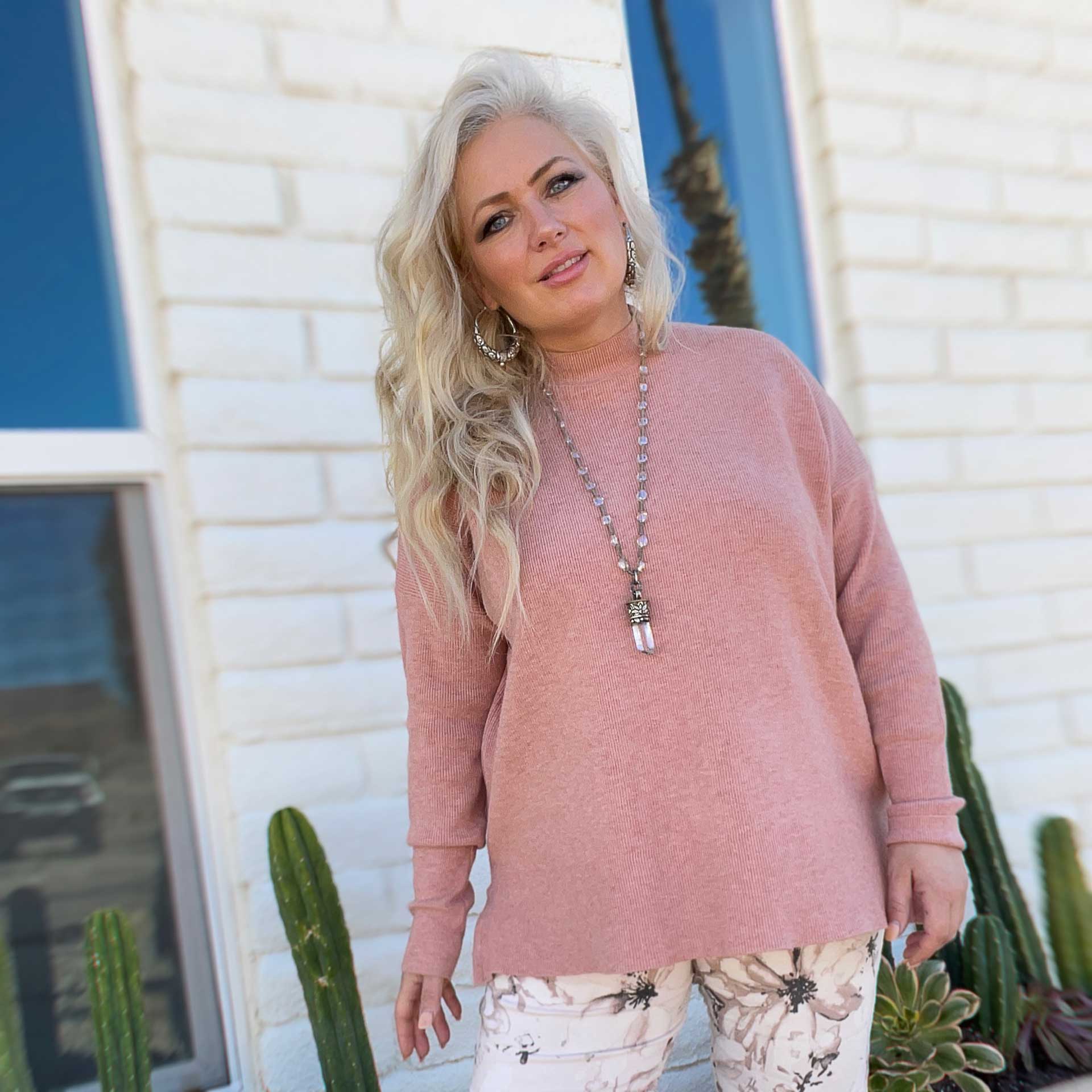 Serenity Mockneck Sweater (Coral)