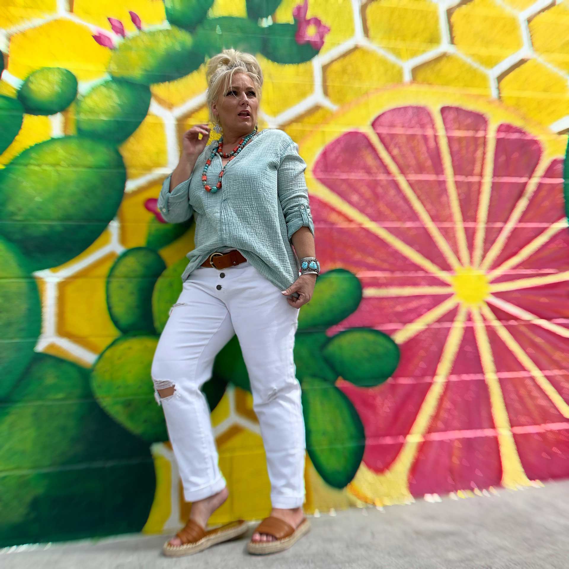 Shiloh Gauze Top (Aqua)