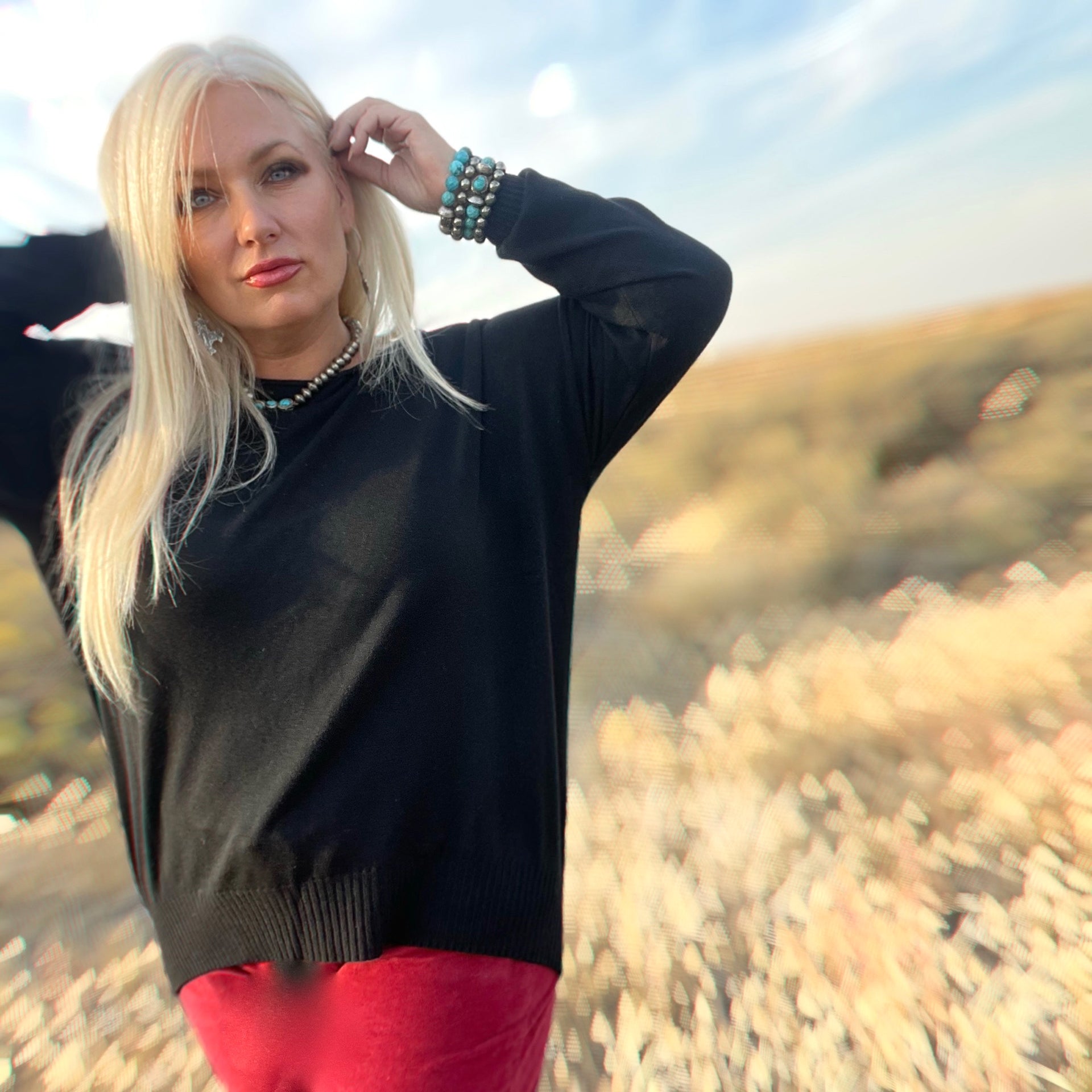 Simple Truth Boatneck Dolman Sweater (Black)