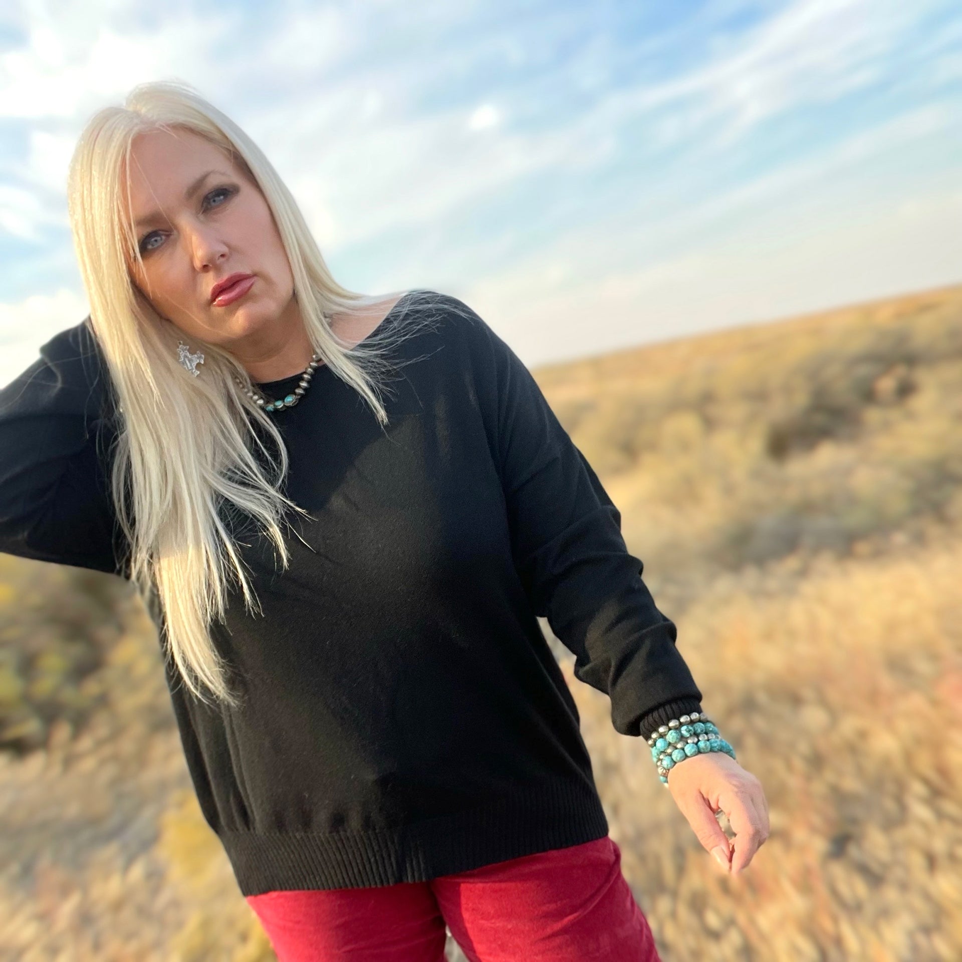 Simple Truth Boatneck Dolman Sweater (Black)