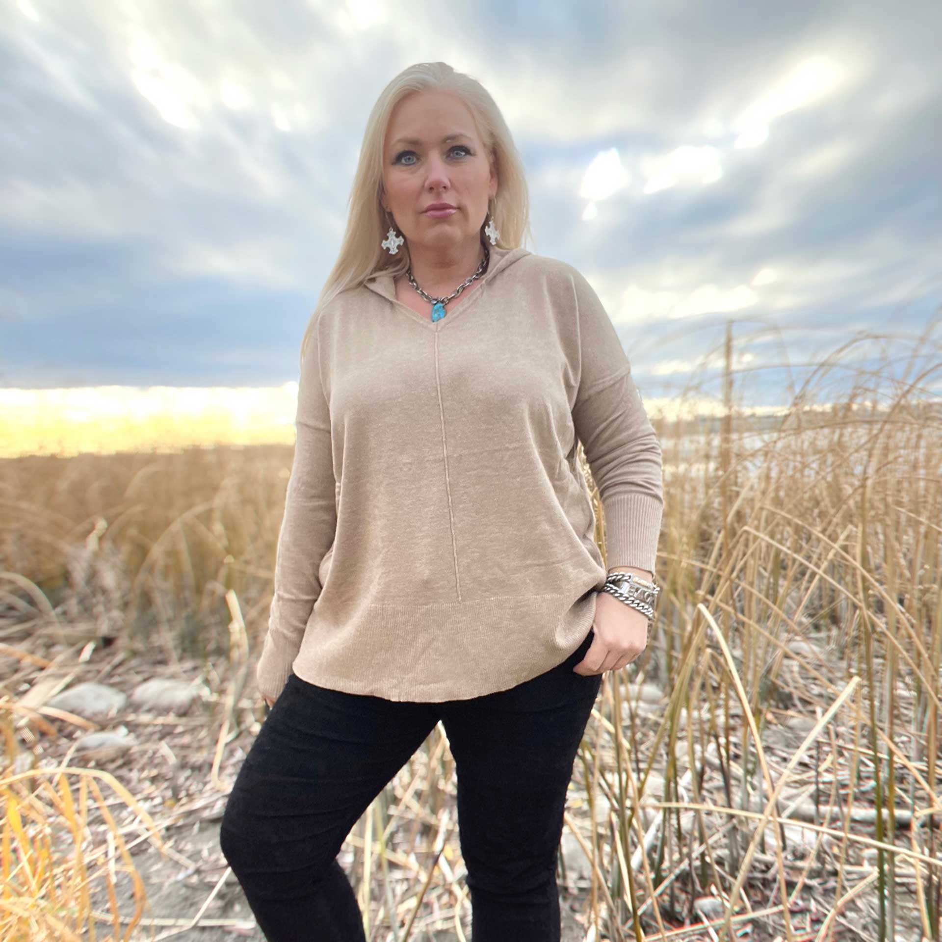 Simple Truth Hooded Top (Taupe)