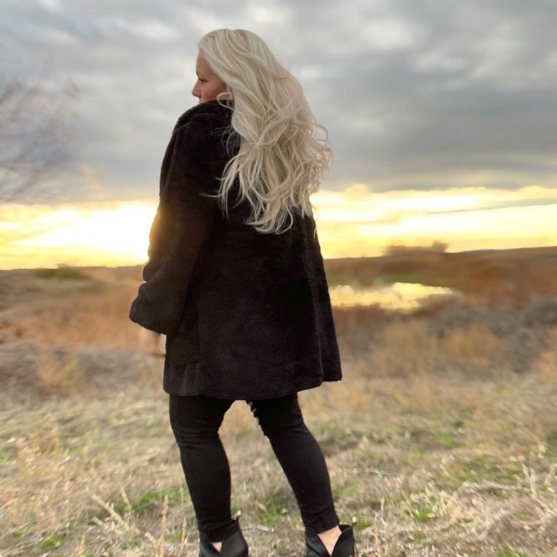 So Cozy Hooded Cardigan (Black)