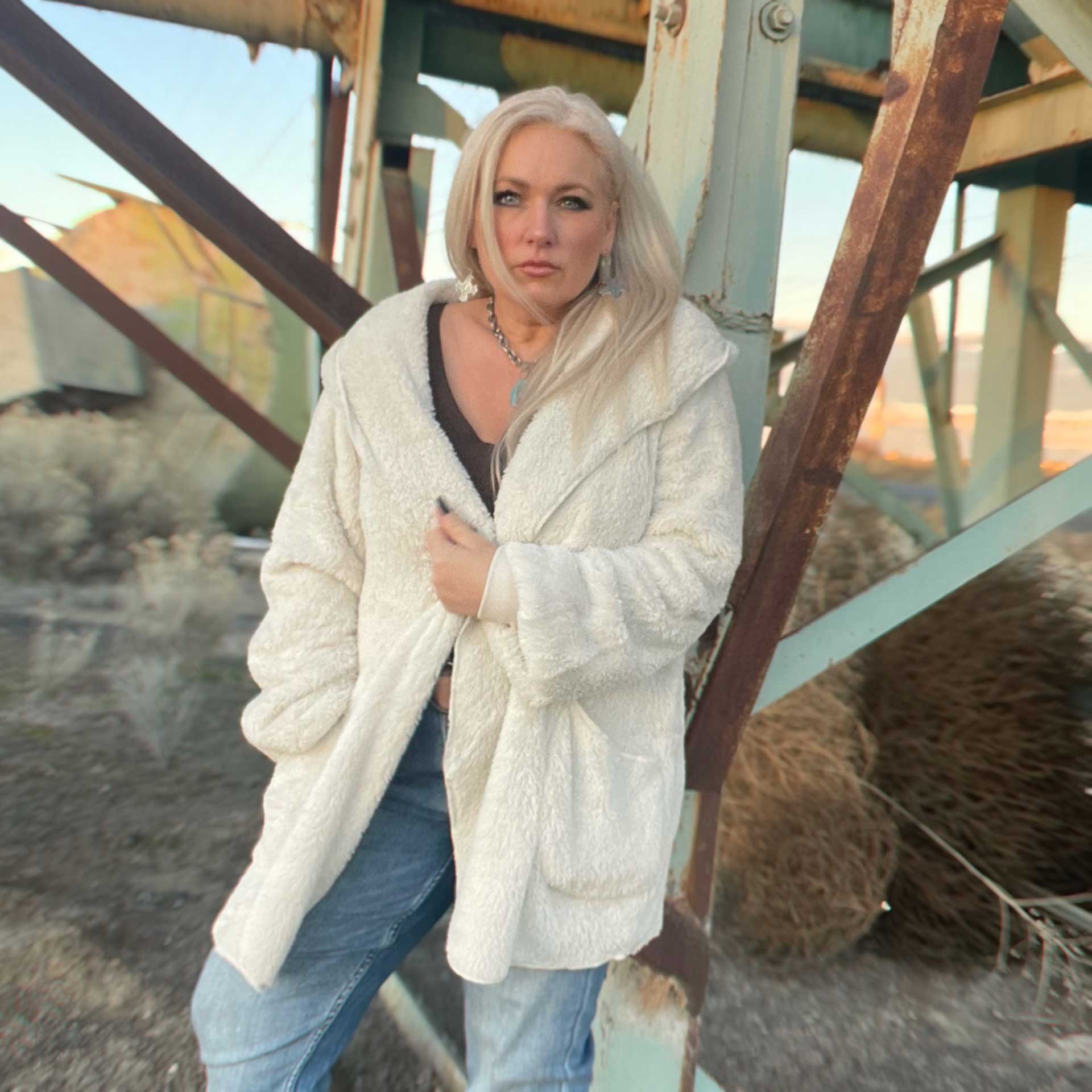 So Cozy Hooded Cardigan (Bone)