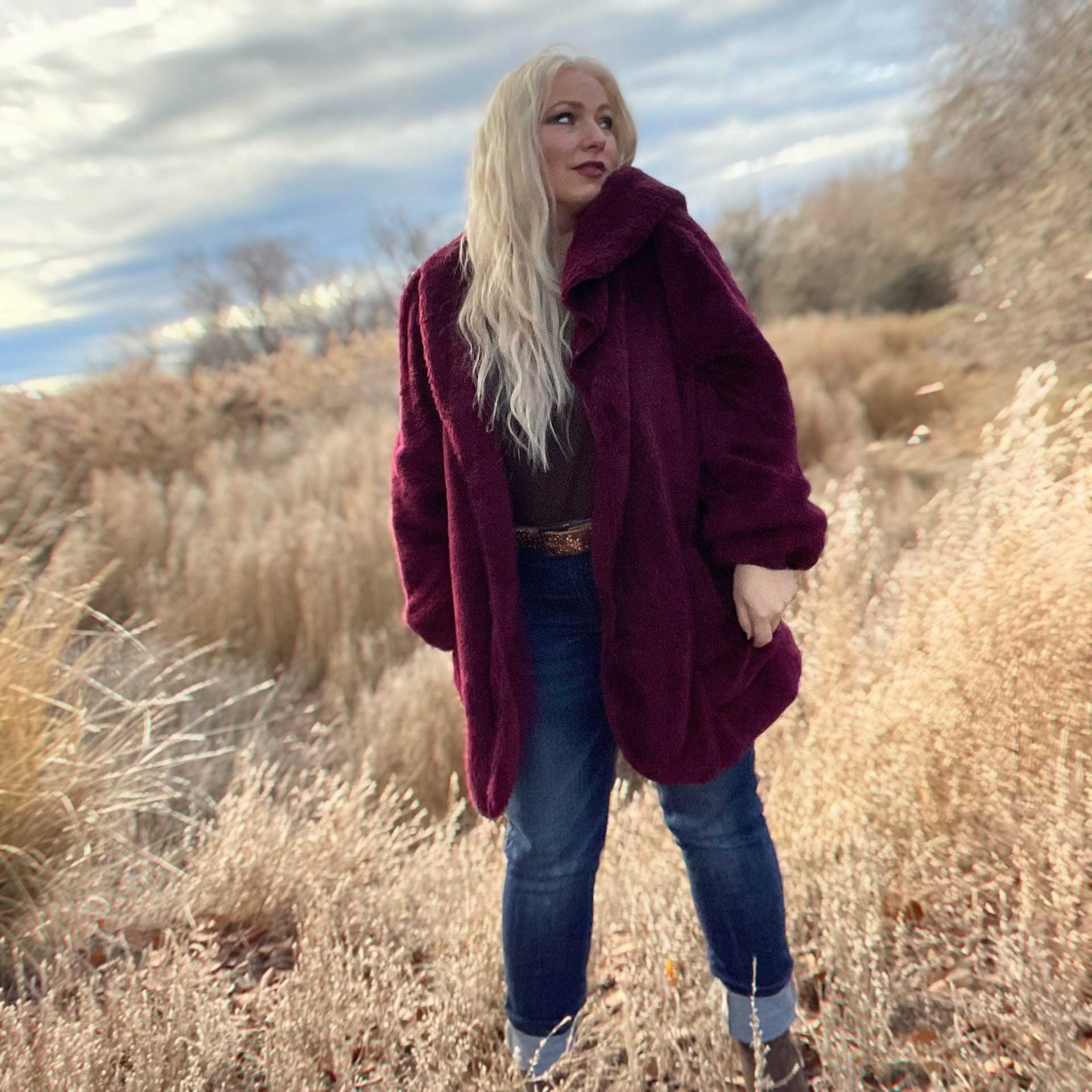 So Cozy Hooded Cardigan (Bordeaux)