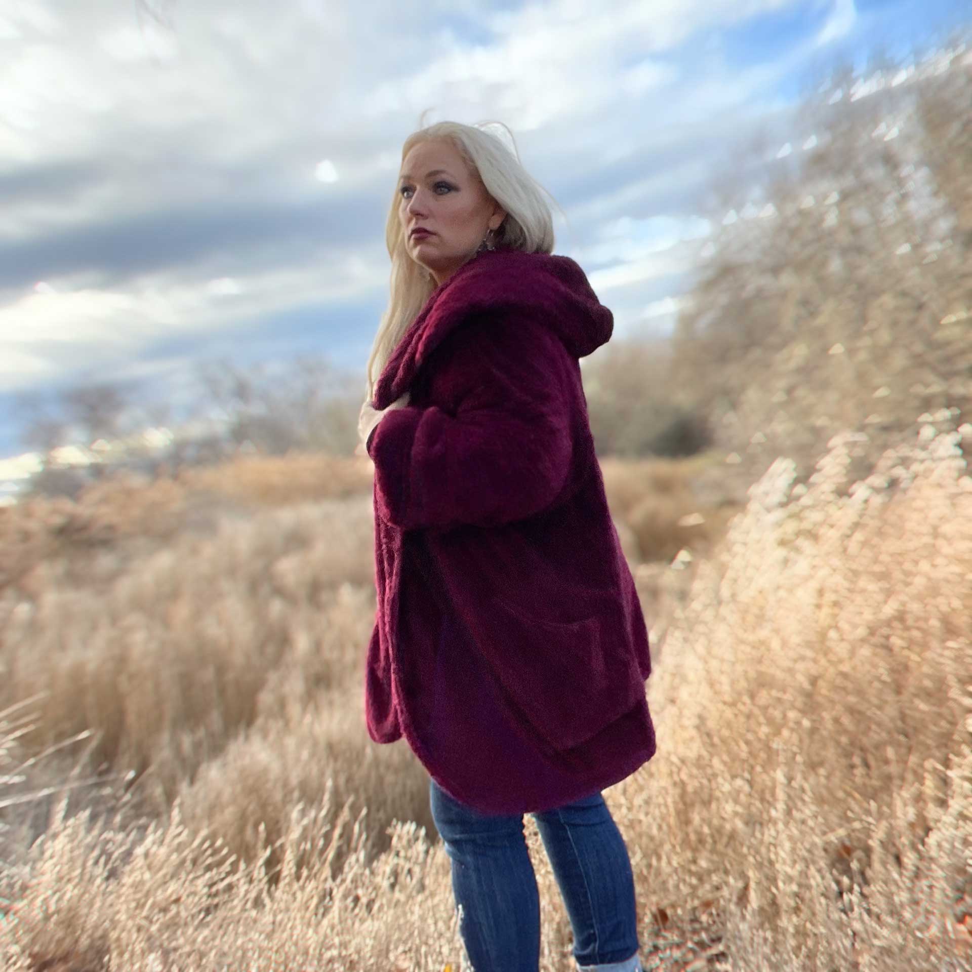 So Cozy Hooded Cardigan (Bordeaux)