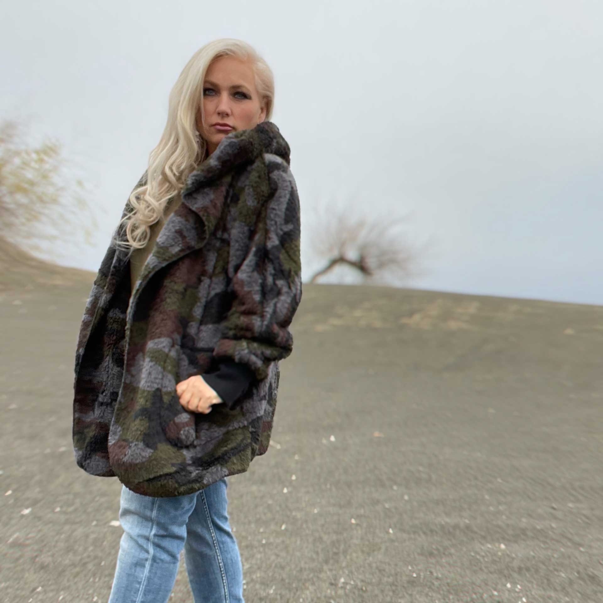 So Cozy Hooded Cardigan (Camo)