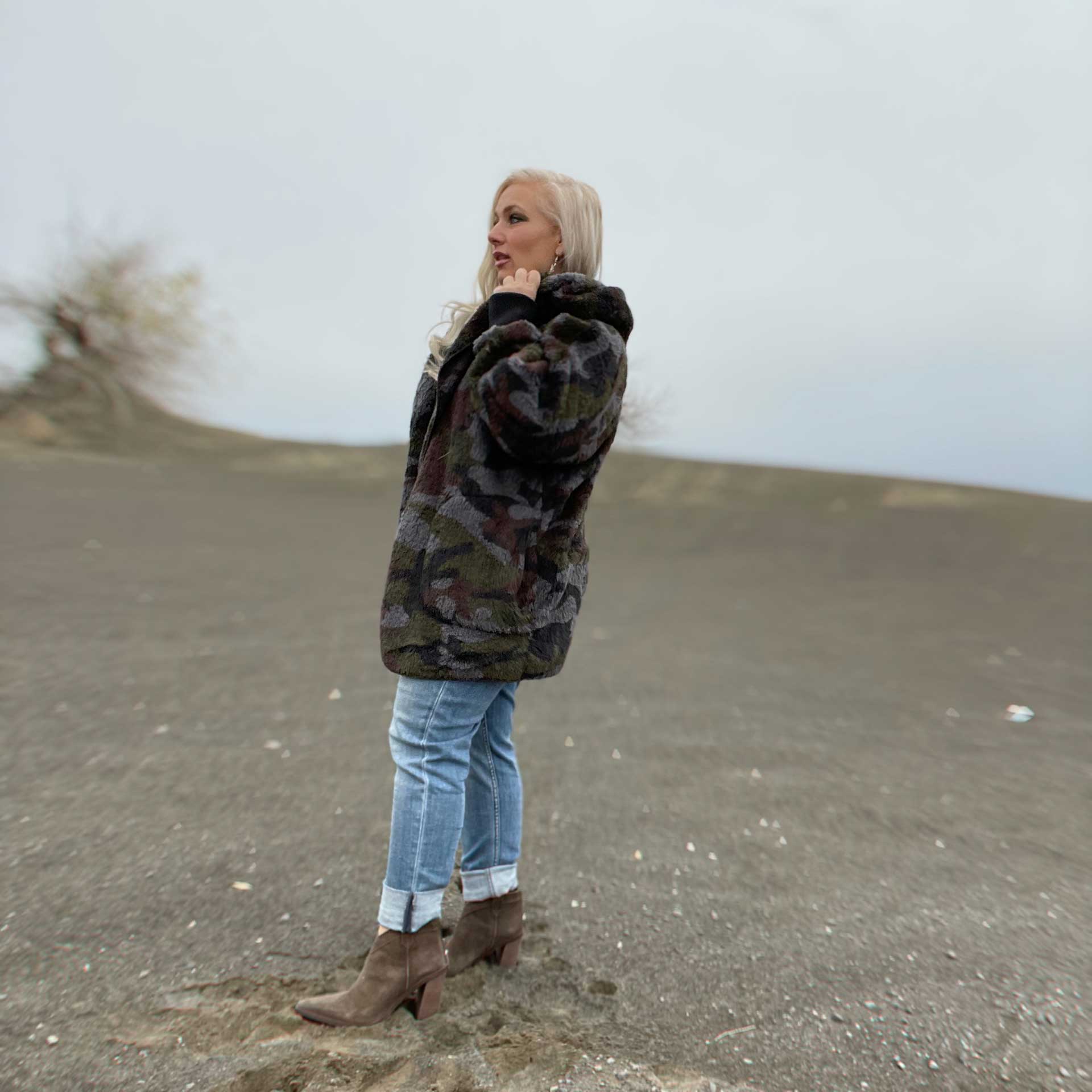 So Cozy Hooded Cardigan (Camo)