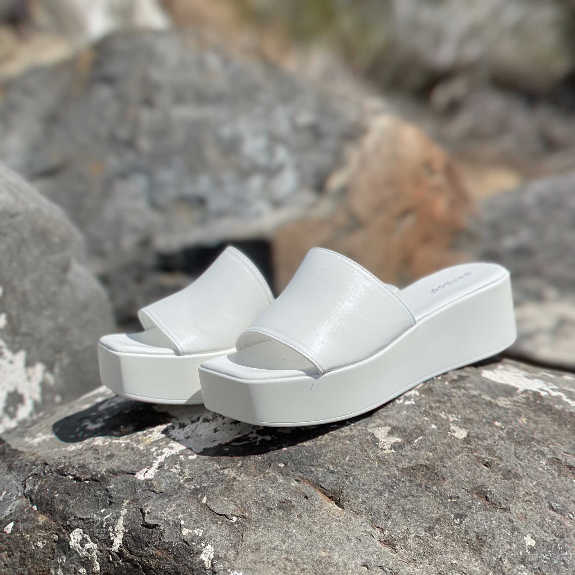 Stella Open Toed Wedge (White)