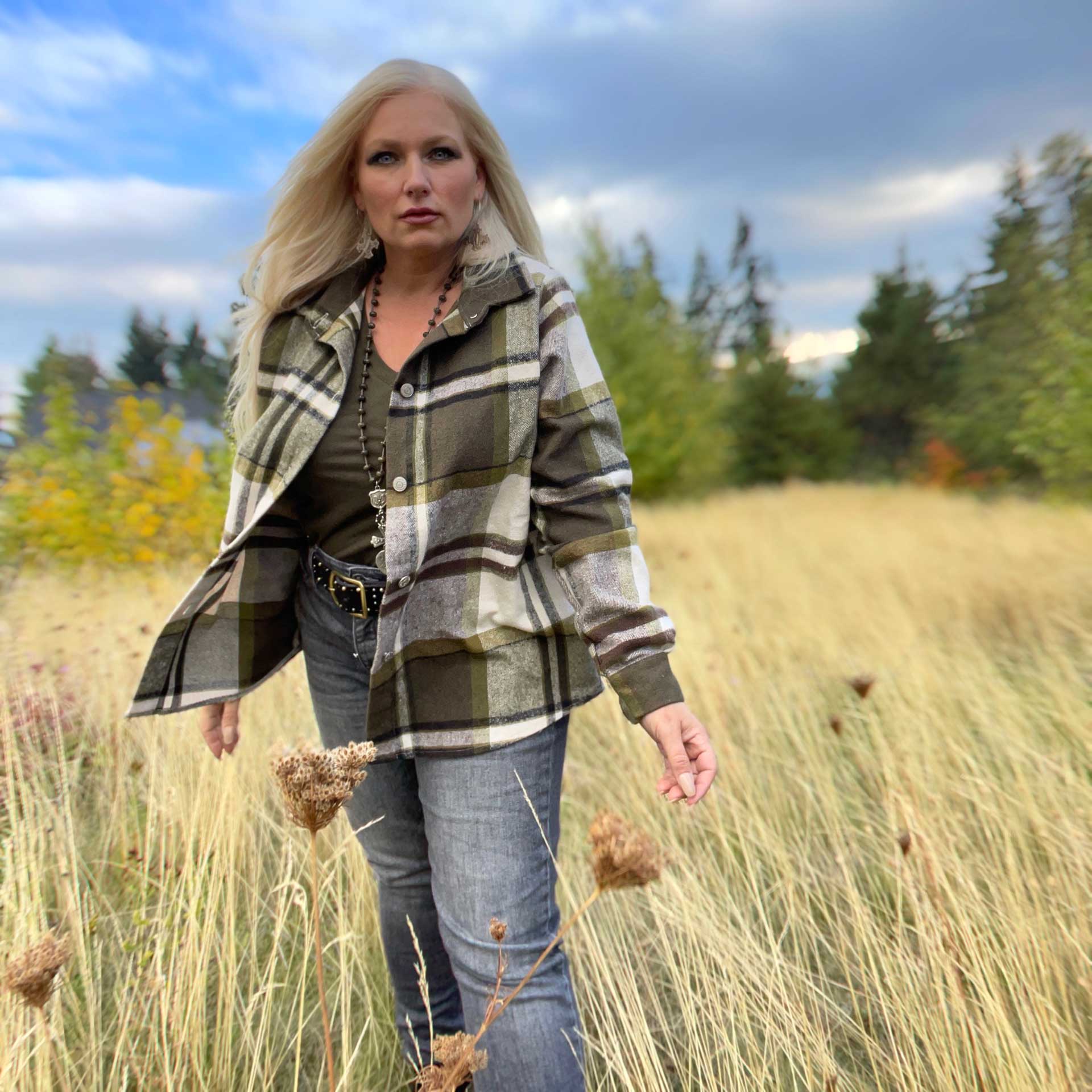 Stella Plaid Shacket (Forest)