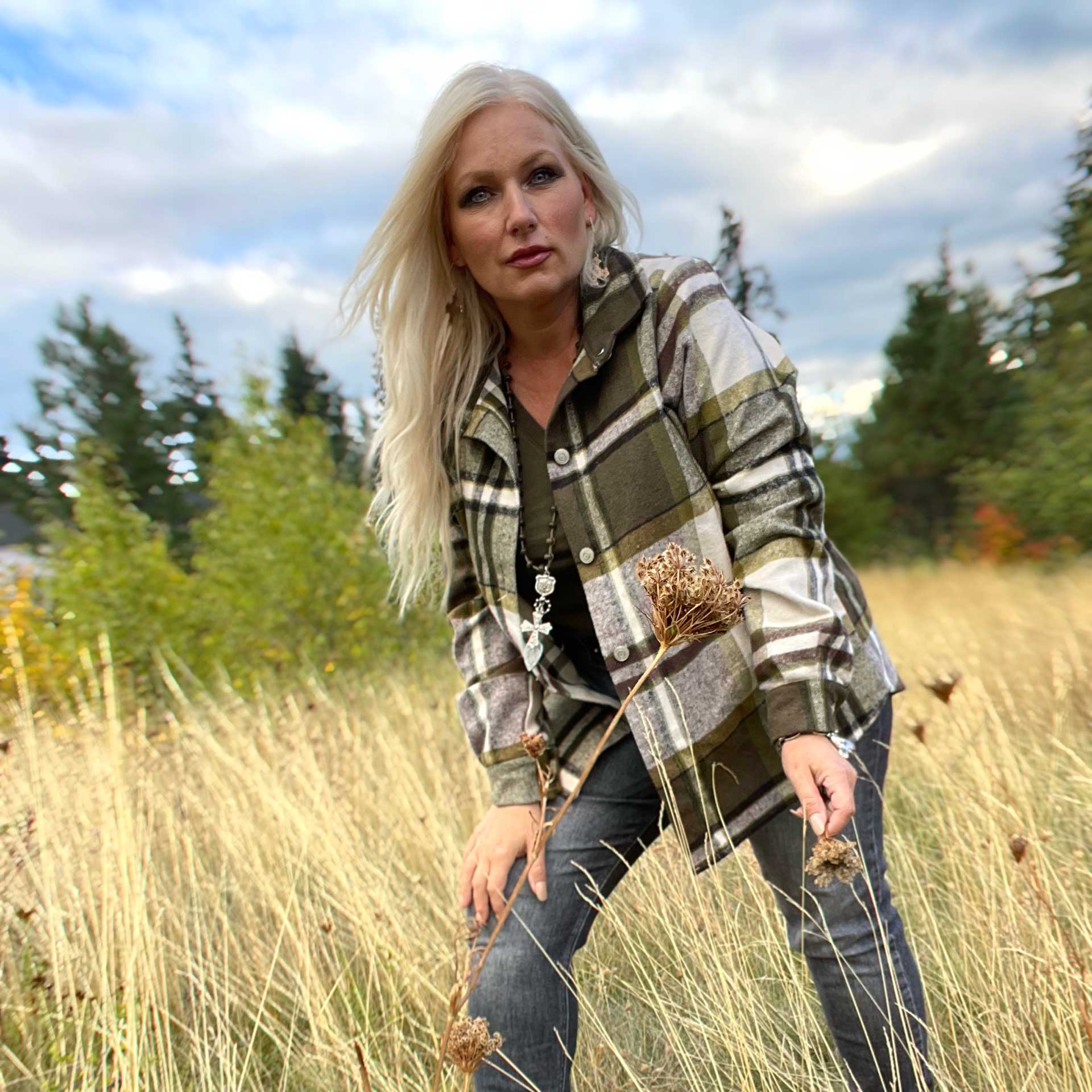 Stella Plaid Shacket (Forest)