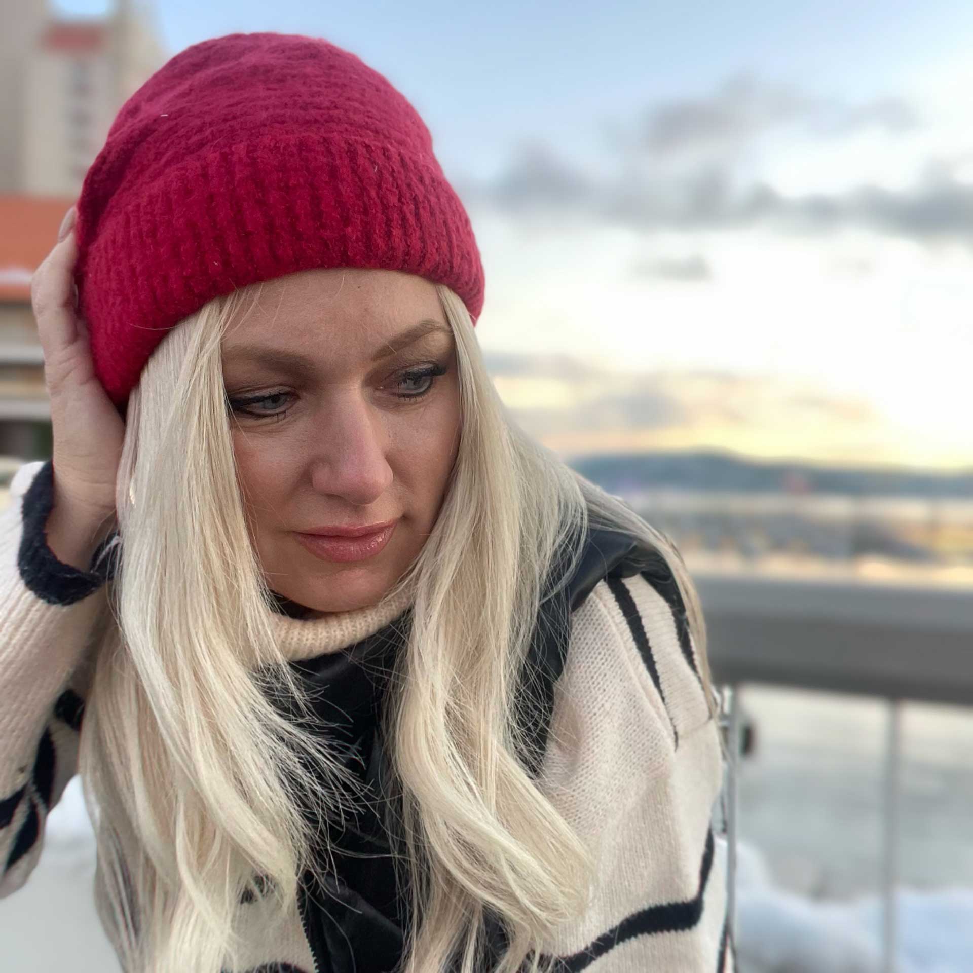 Stormi Boucle Beanie (Red)