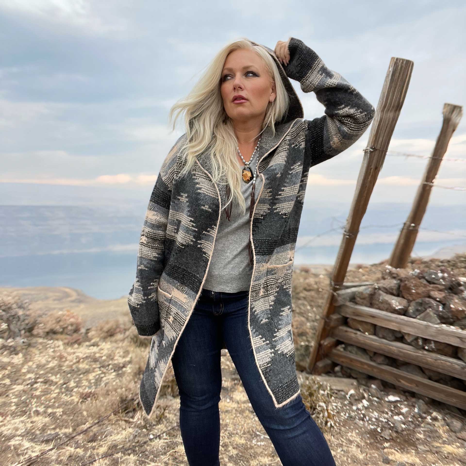 Stormy Skies Hooded Cardigan