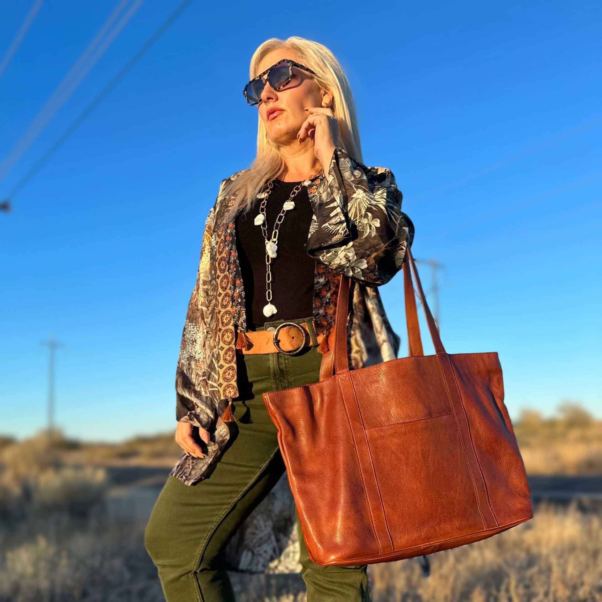 Suburban Leather Weekender Tote