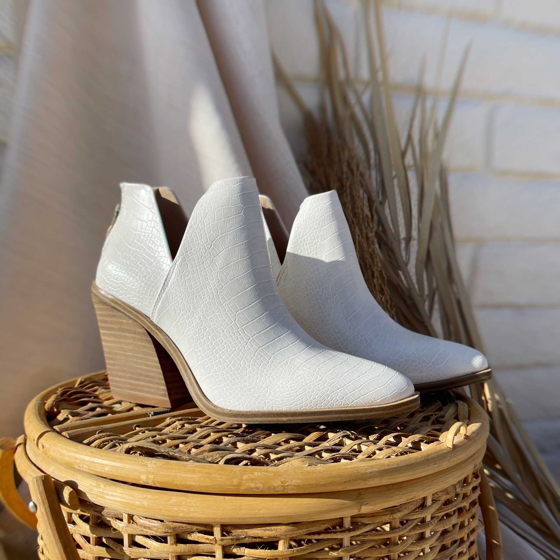 Tallulah Crock Embossed Bootie (Ivory)
