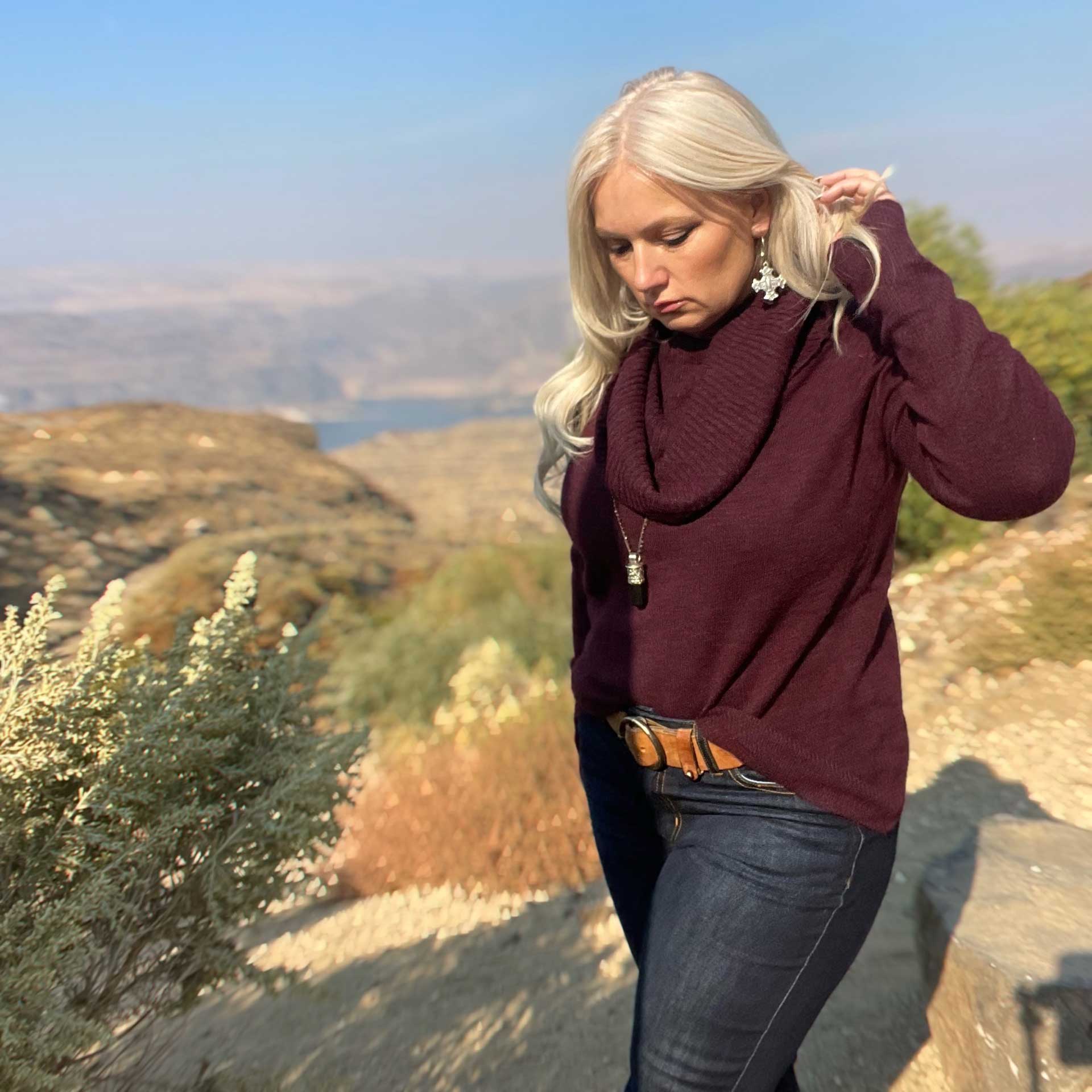Tessa Cowl Neck Sweater (Cabernet)