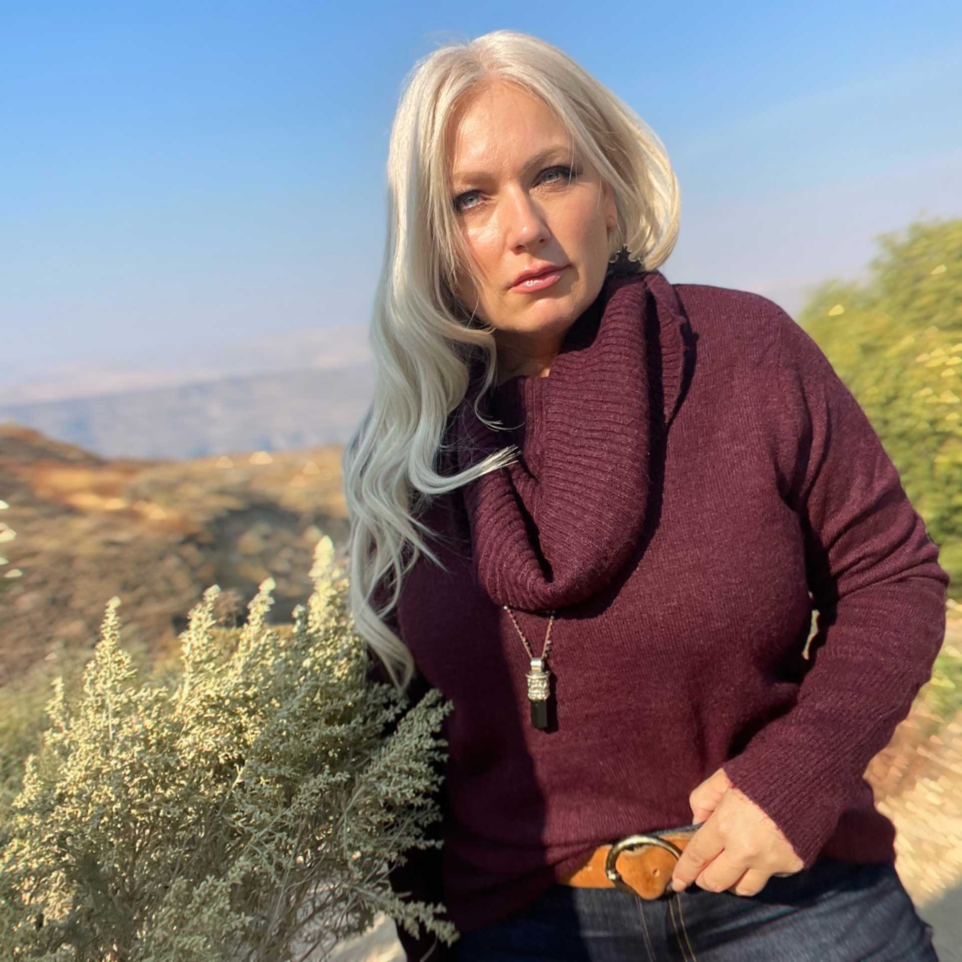 Tessa Cowl Neck Sweater (Cabernet)