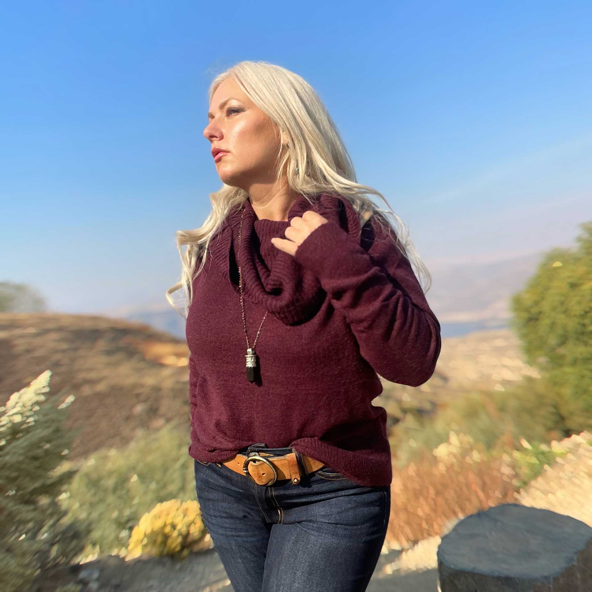 Tessa Cowl Neck Sweater (Cabernet)