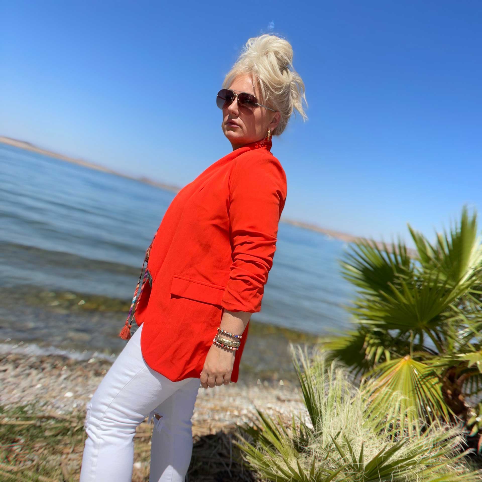 The Tuxedo Cropped Blazer (Neon Orange)