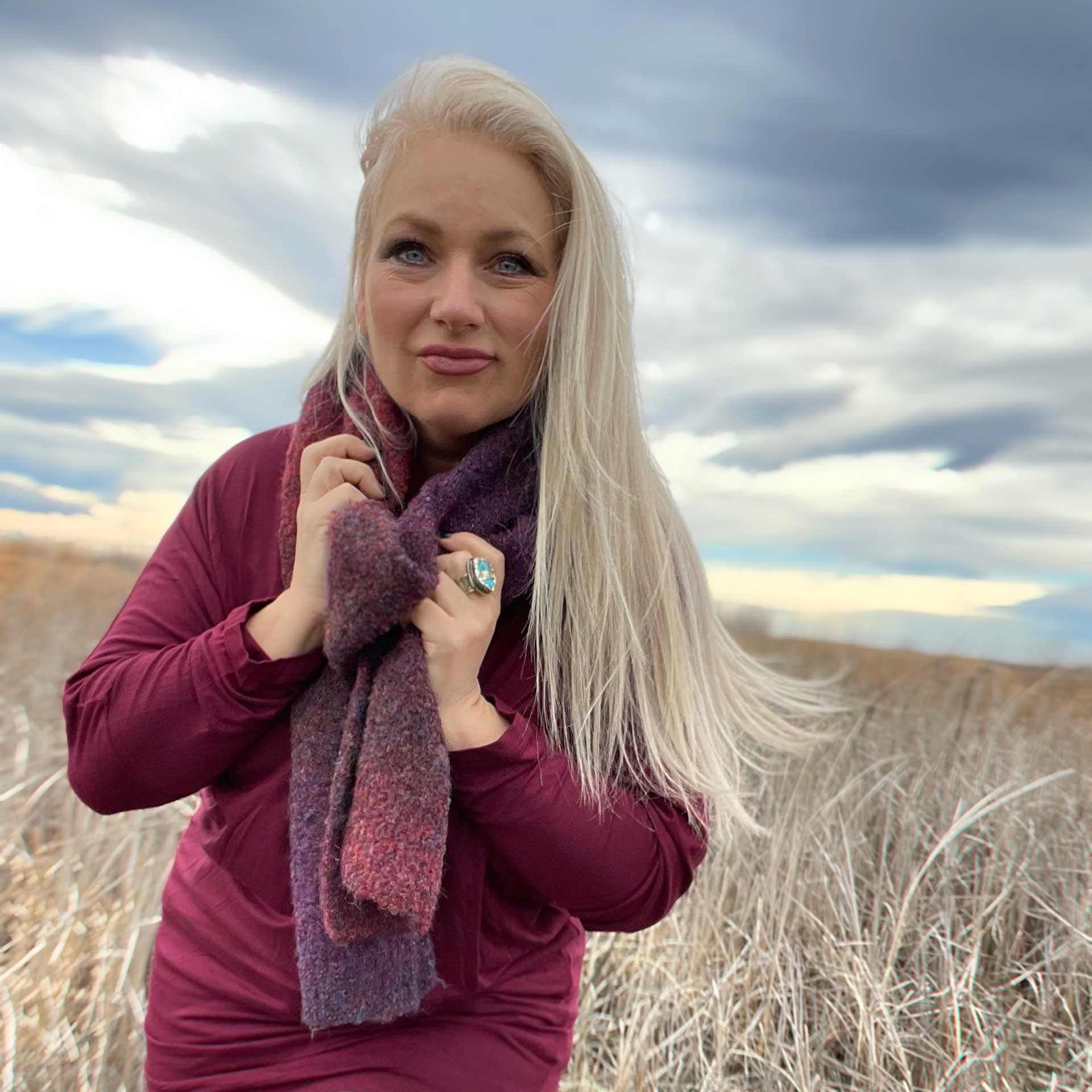 The Upside Ombré Shearling Scarf (Berry)