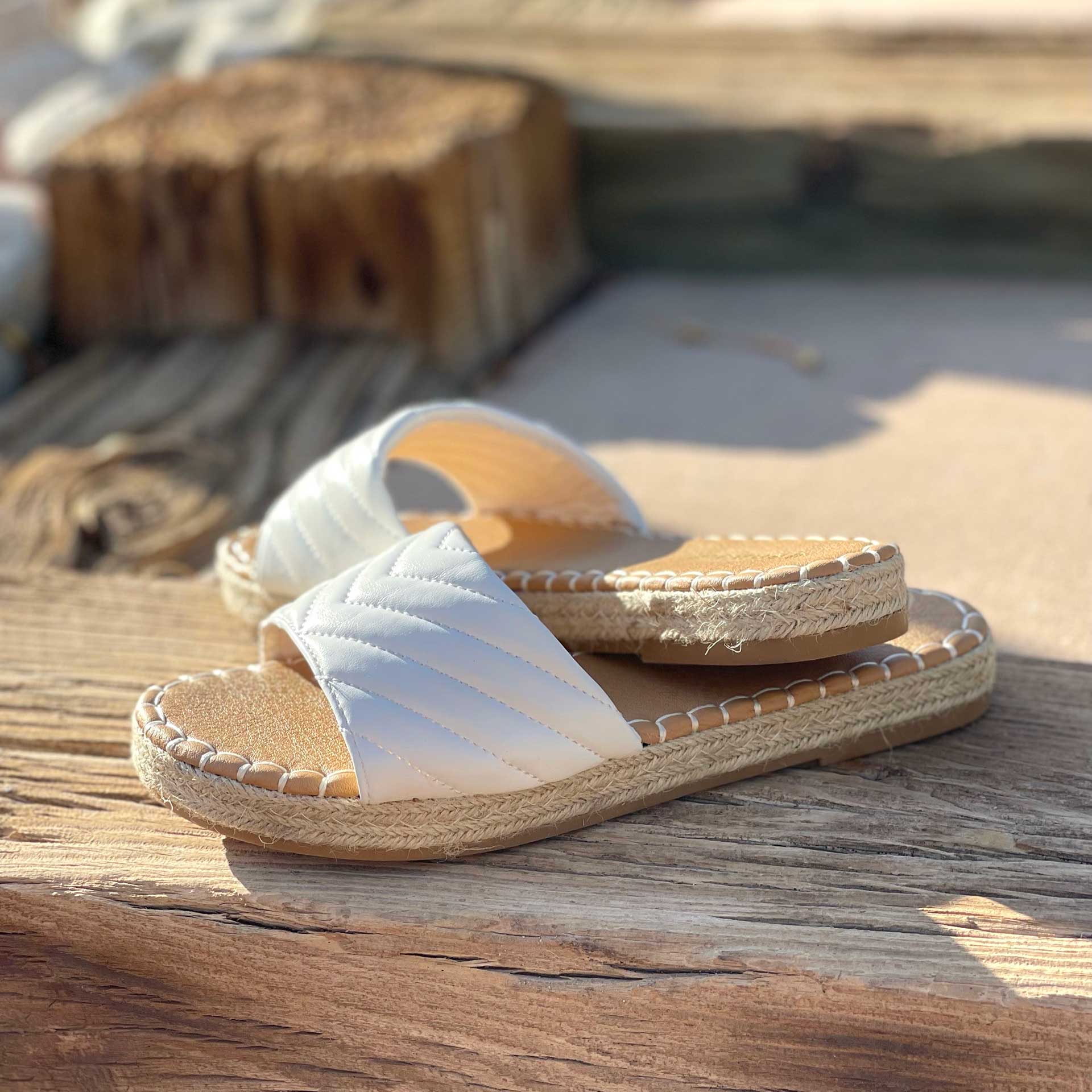 Vacation Vibes Espadrille Slide (White)