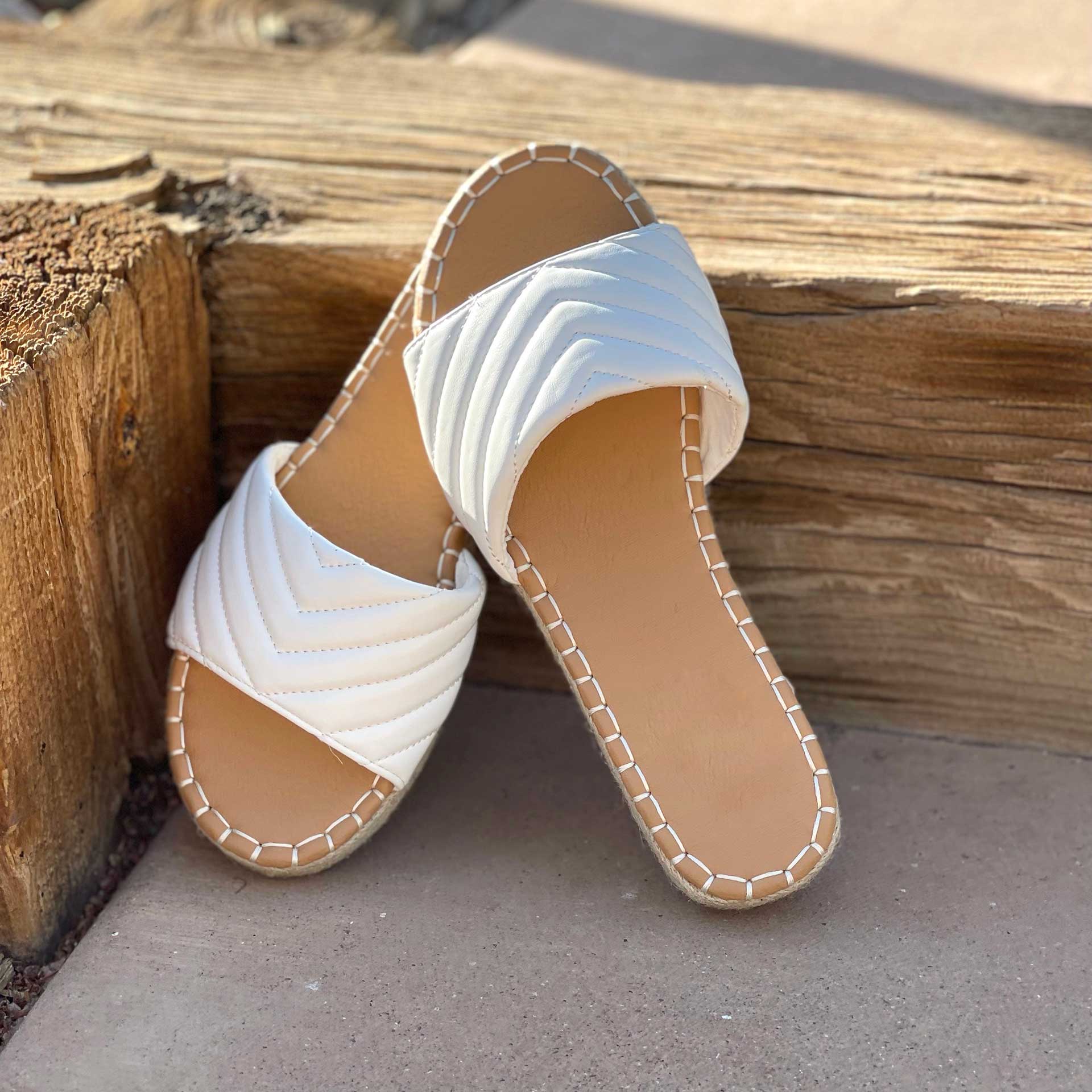 Vacation Vibes Espadrille Slide (White)