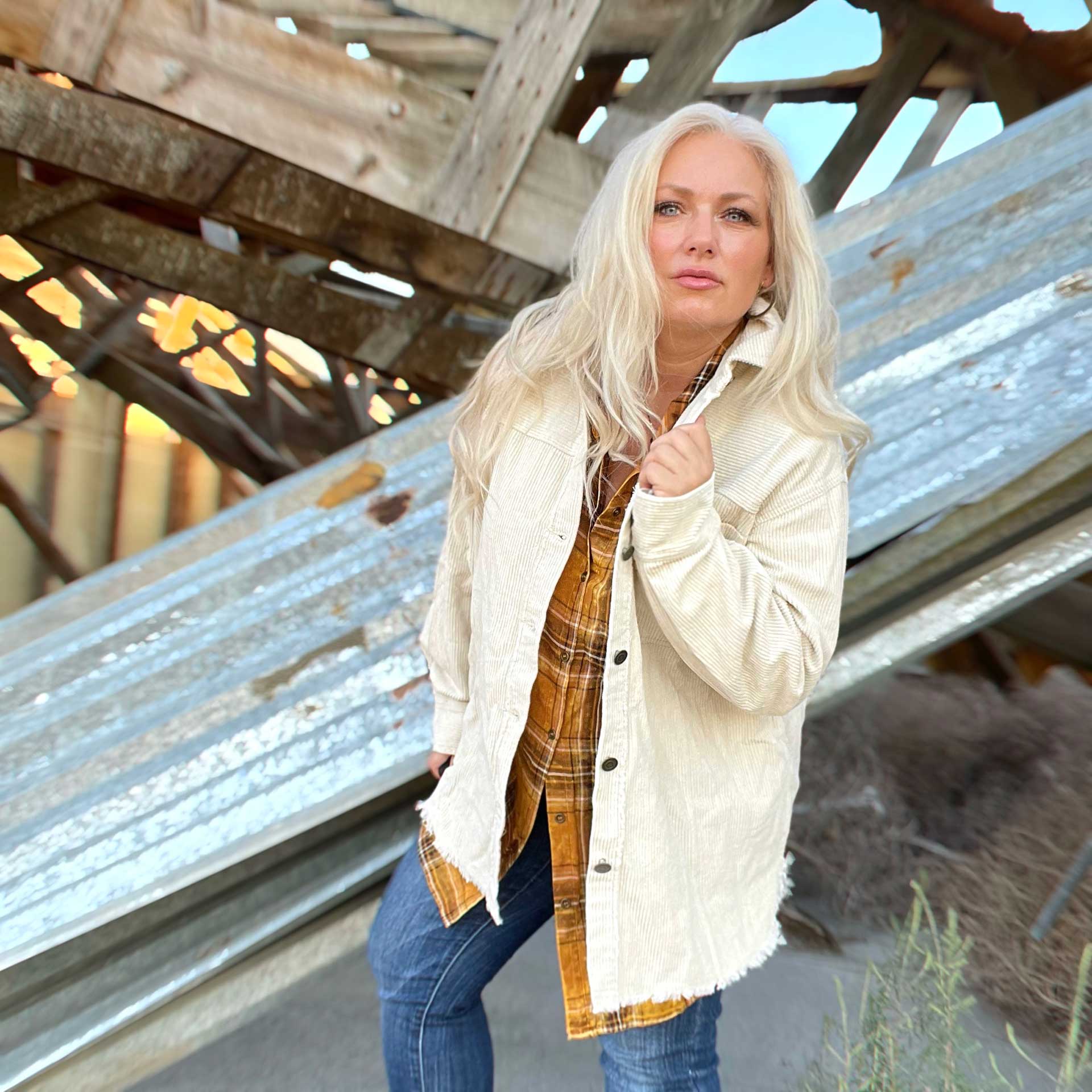 Vale Oversized Cord Jacket (Ecru)