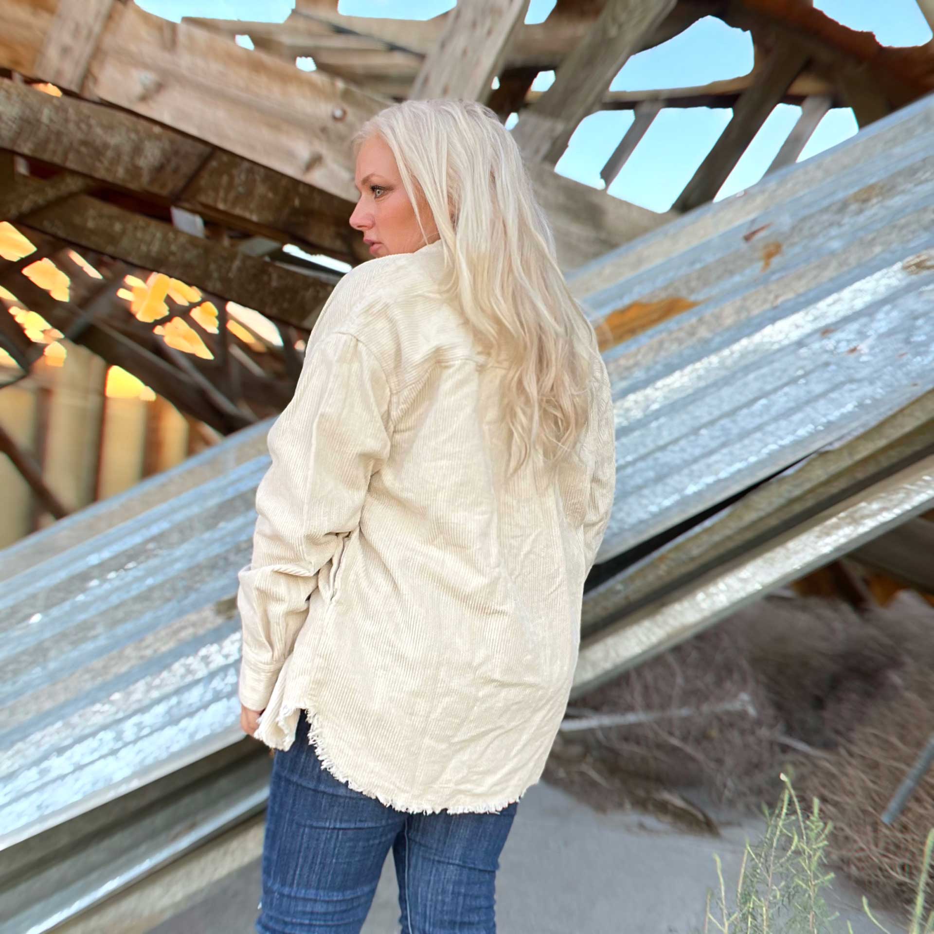 Vale Oversized Cord Jacket (Ecru)