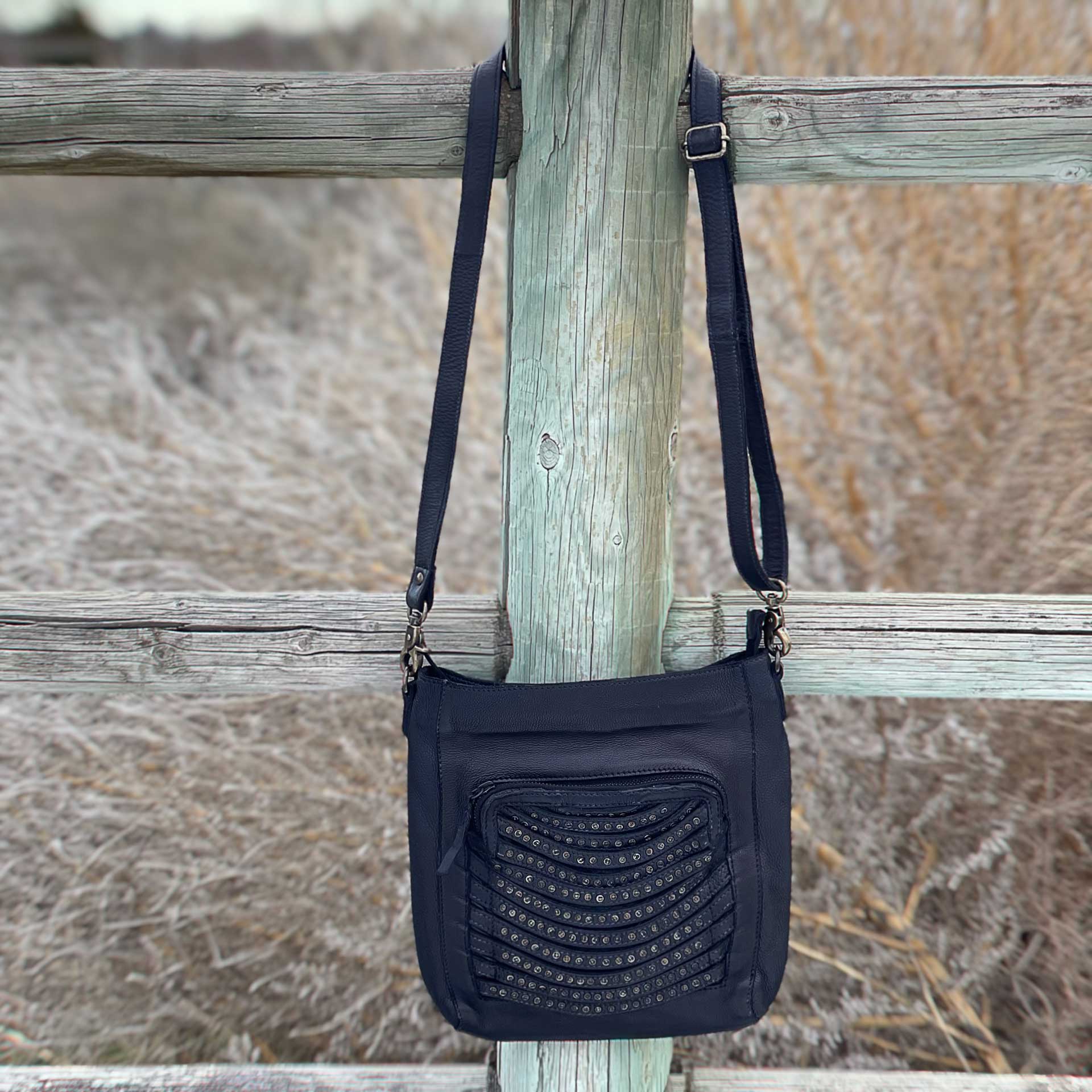 Walk About Studded Crossbody (Black)