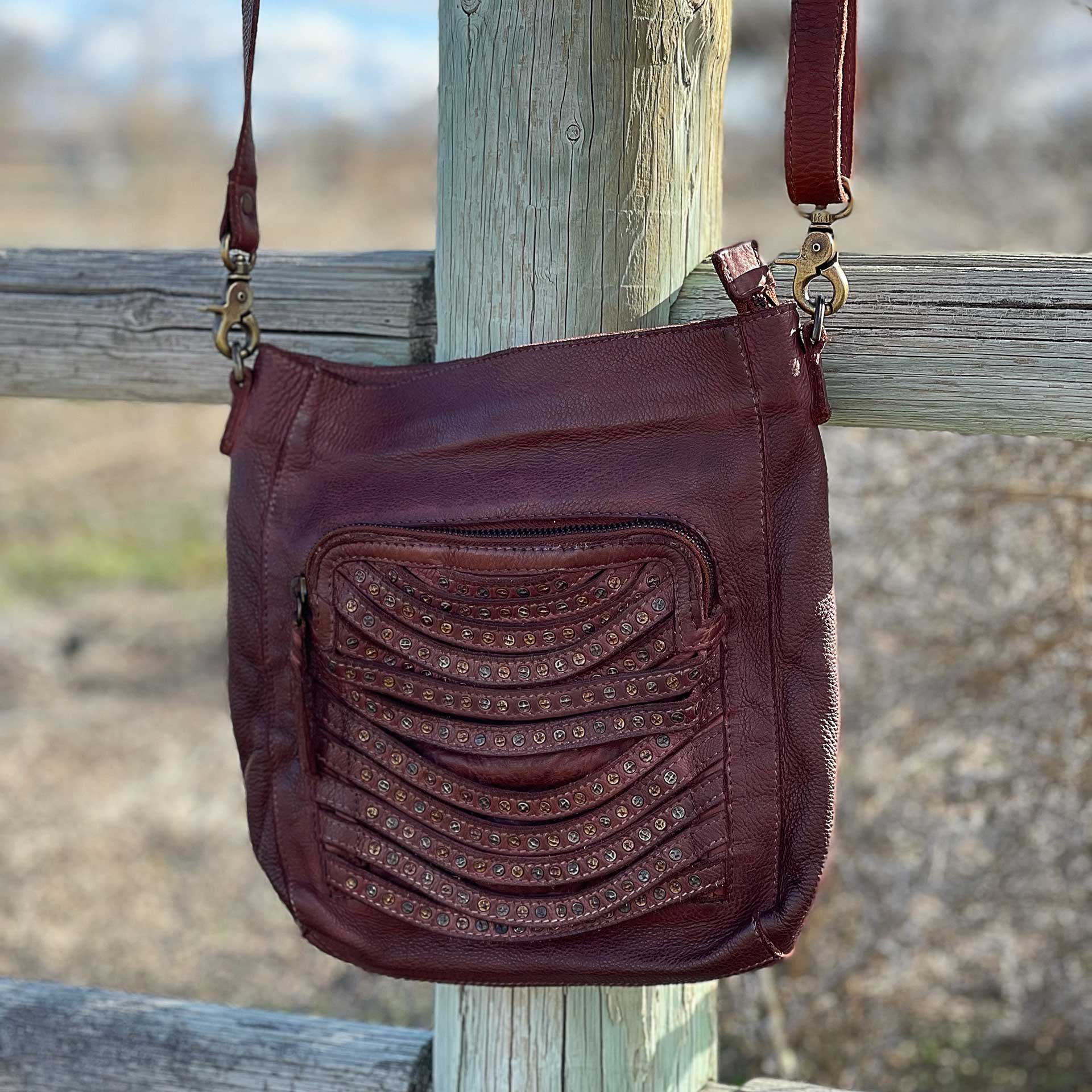 Walk About Studded Crossbody (Cognac)