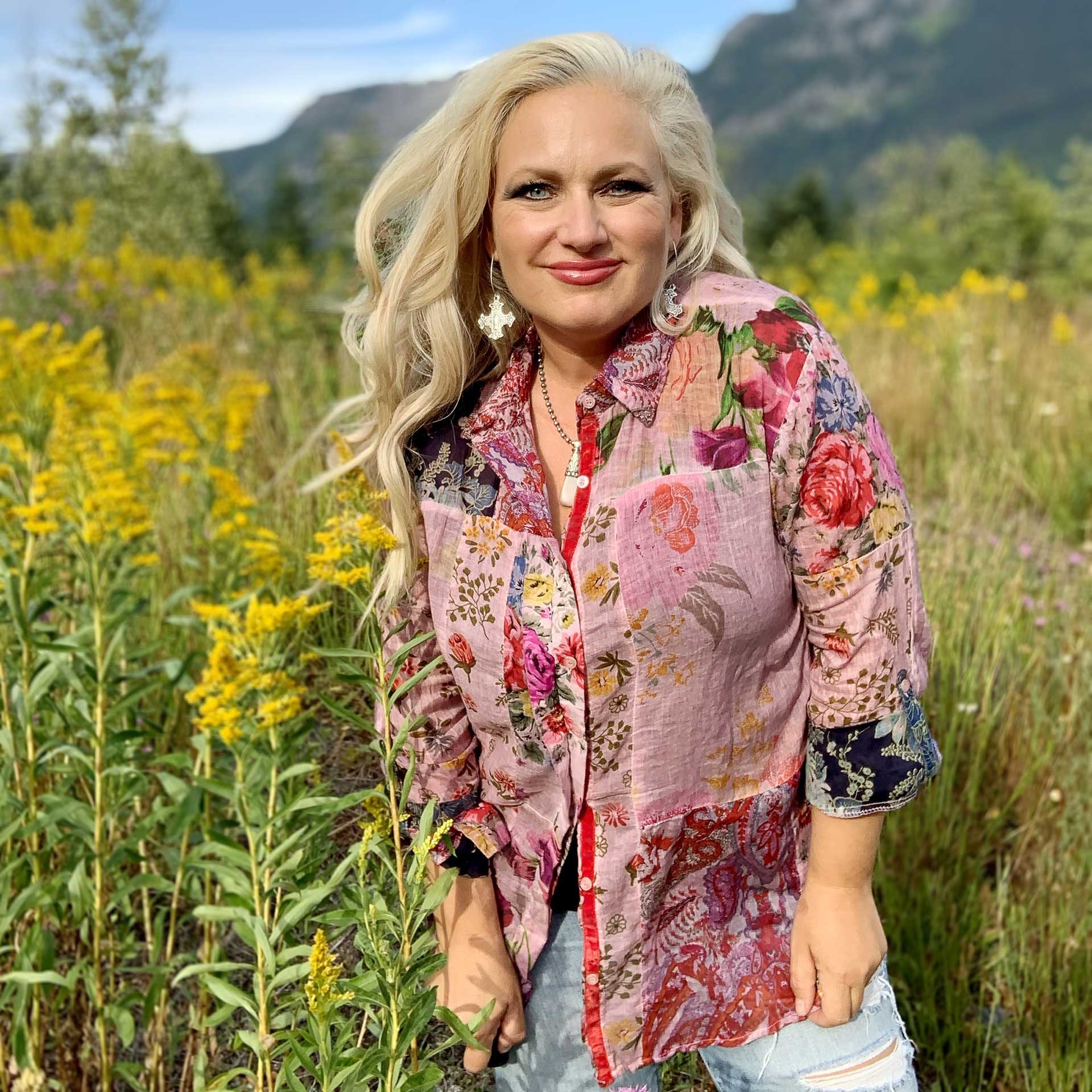 Washed Floral Button-Up