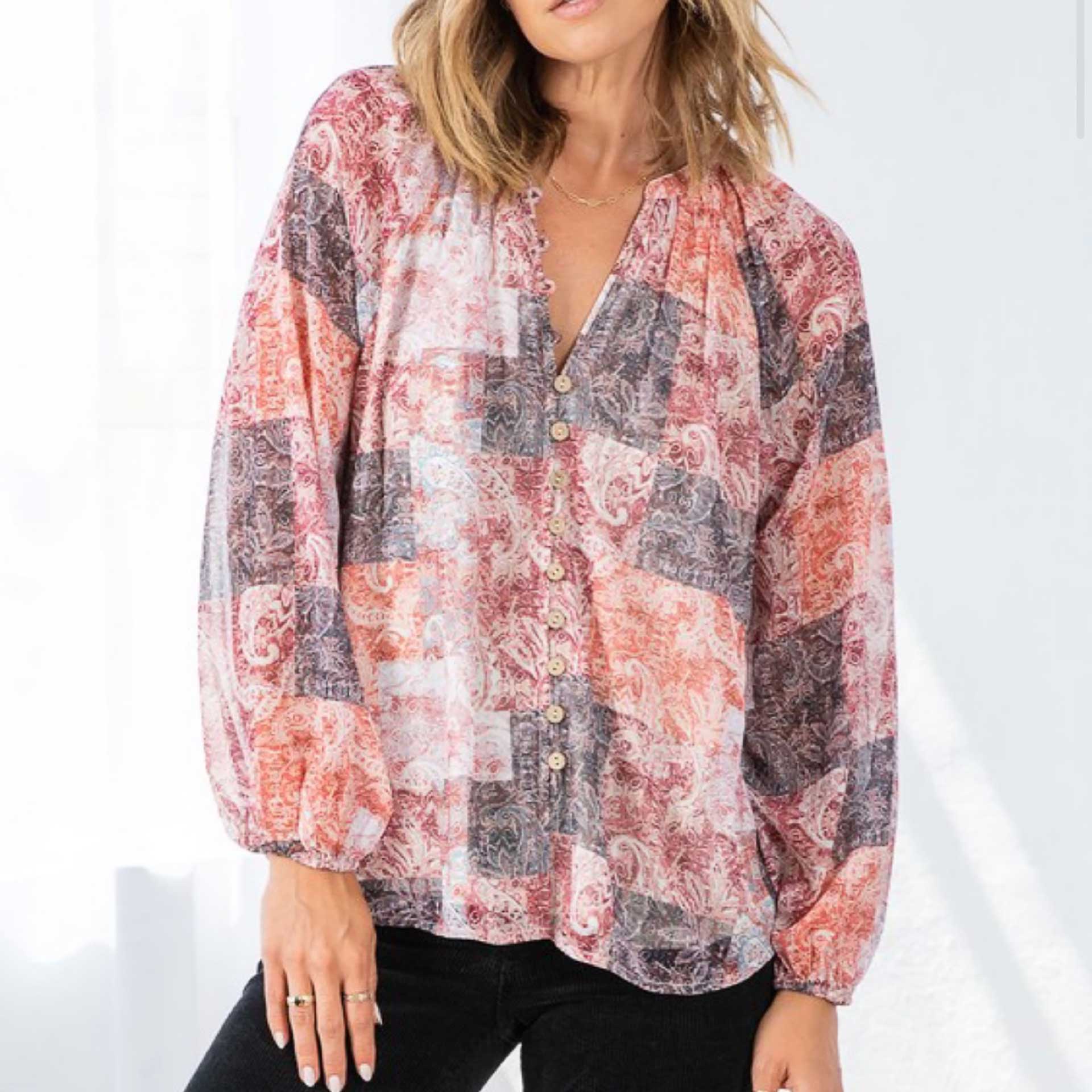 Watercolor Boho Blouse