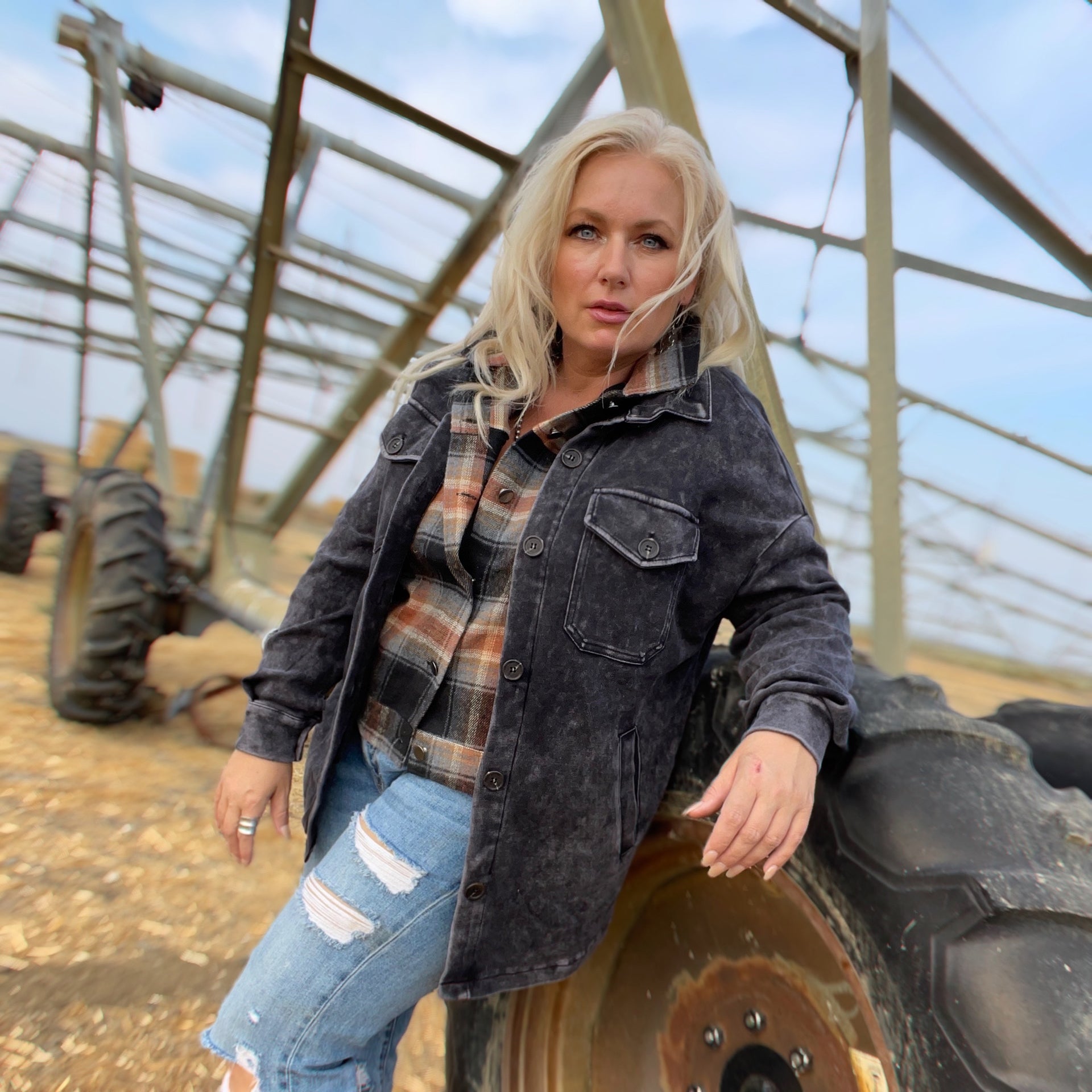 Wild Sage Shirt Jacket (Washed Black)