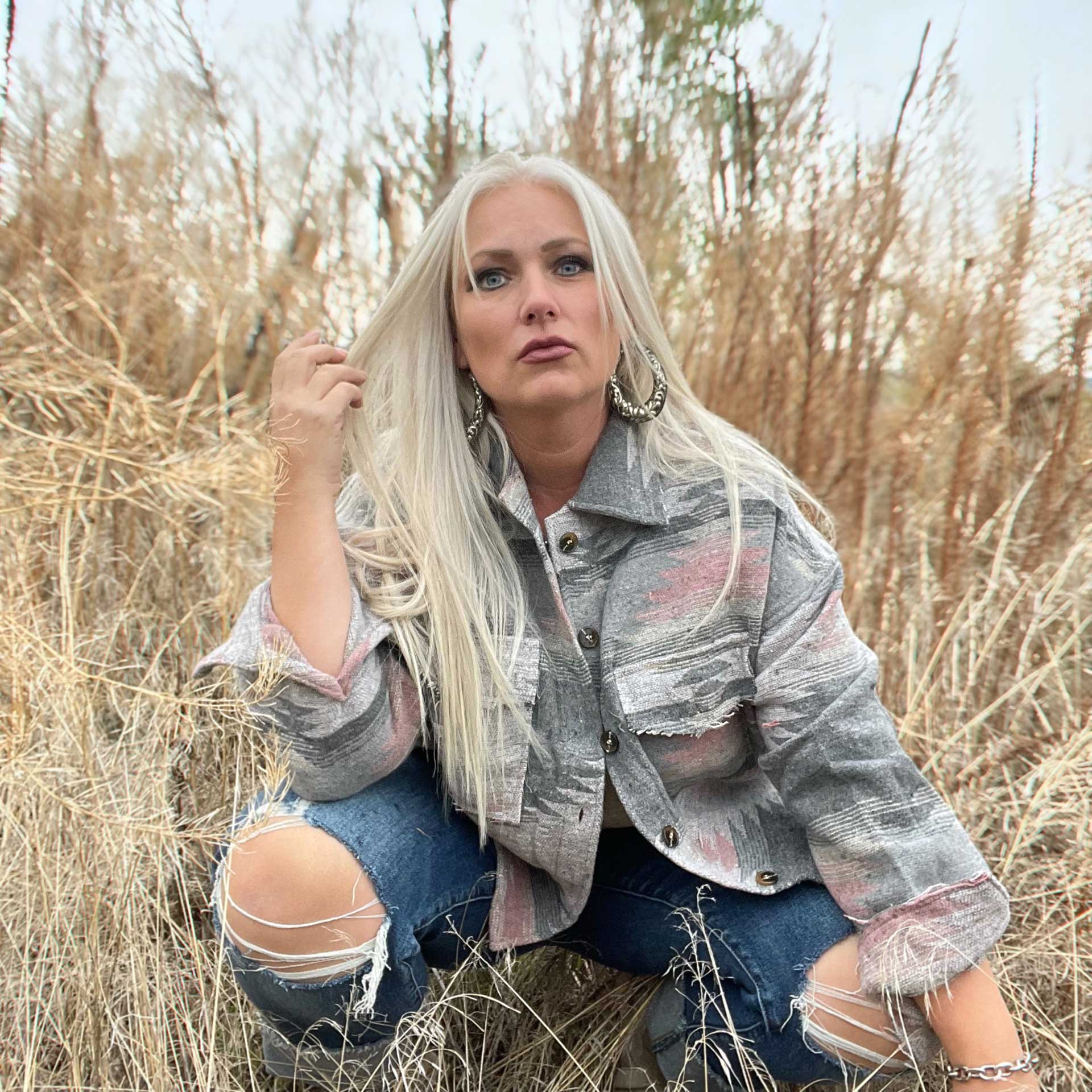 Yellowstone Distressed Shacket (Blush)