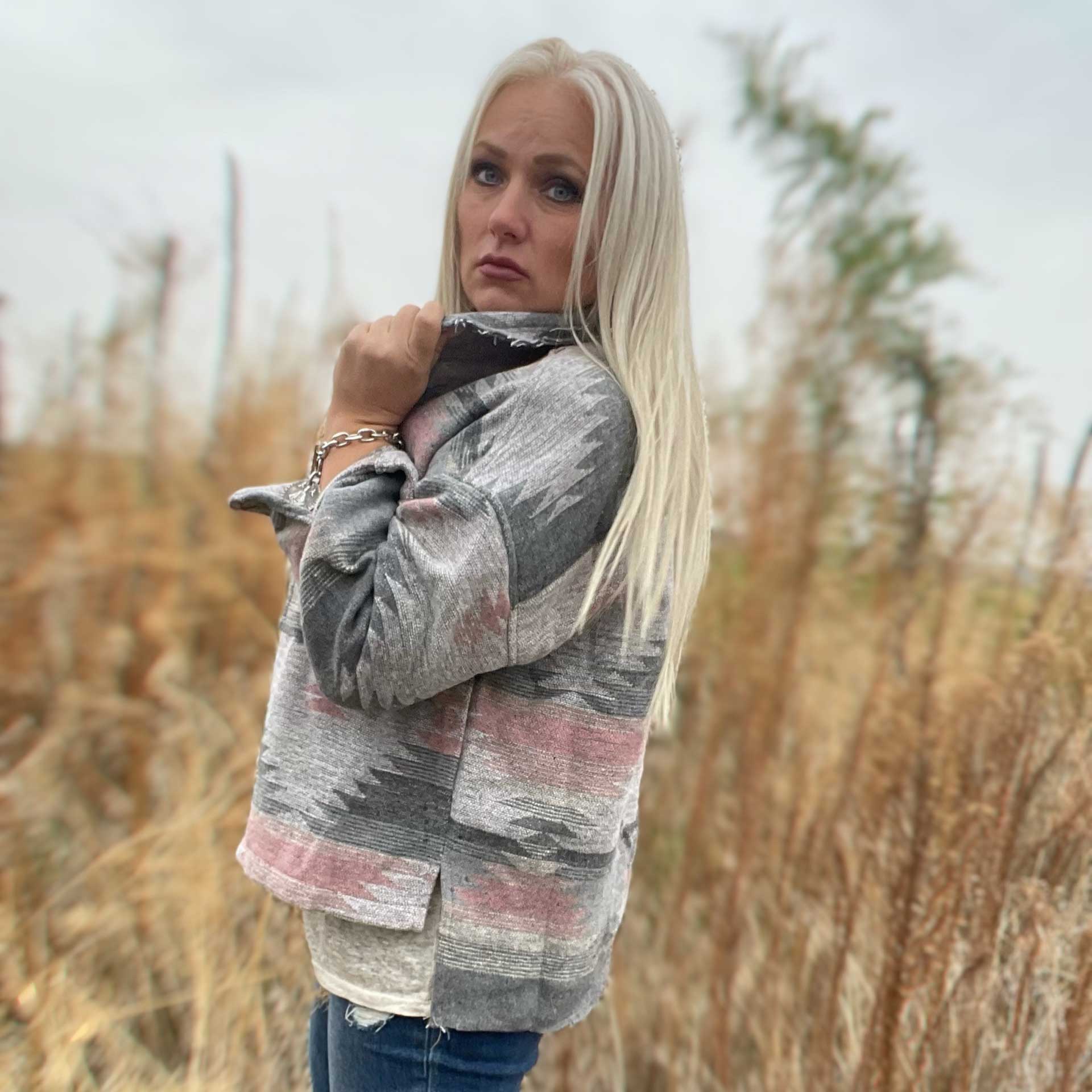 Yellowstone Distressed Shacket (Blush)