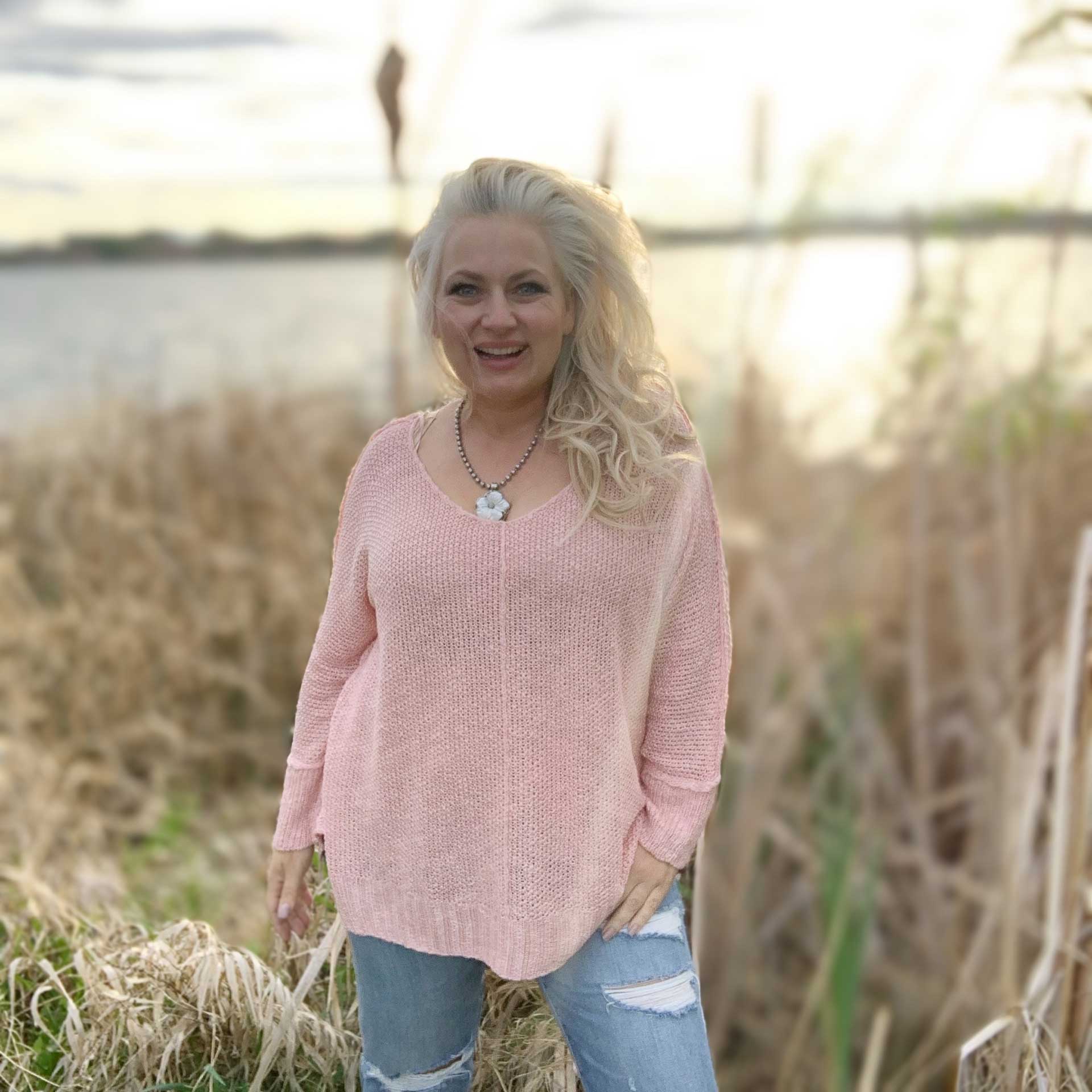 Zoe Lightweight Sweater (Blush)