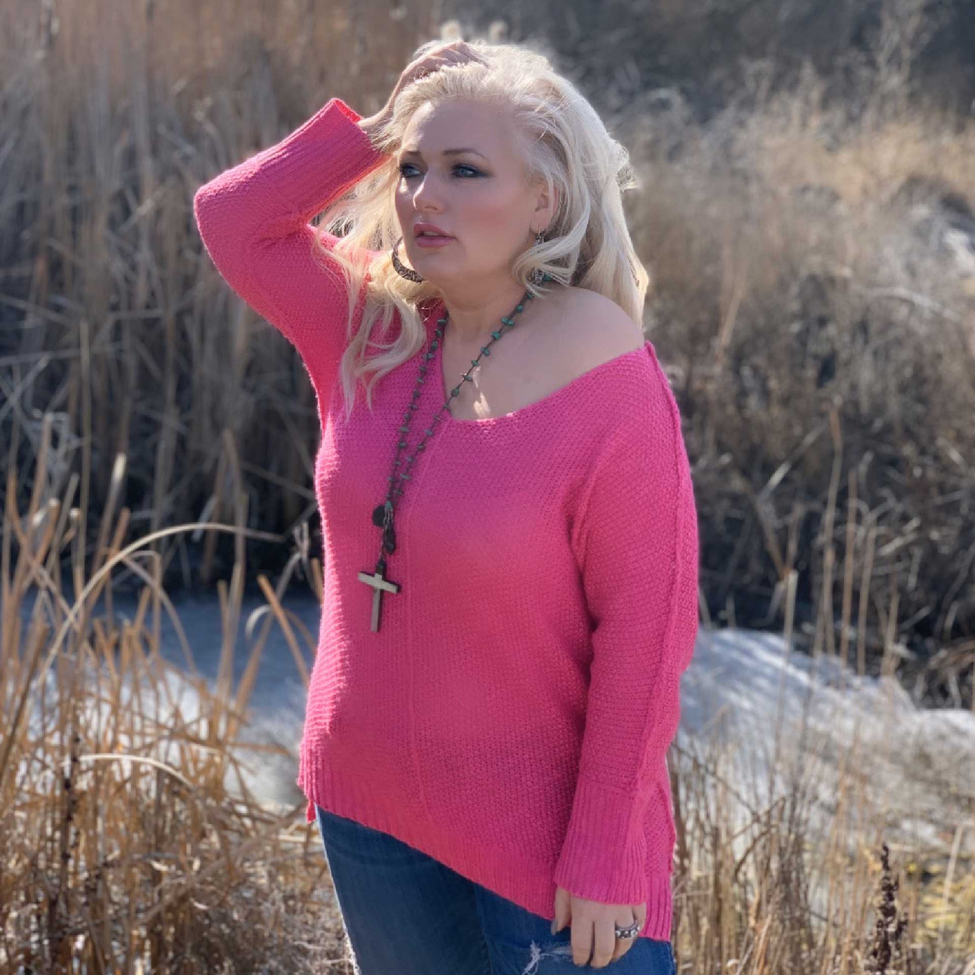 Zoe Lightweight Sweater (Fuchsia)