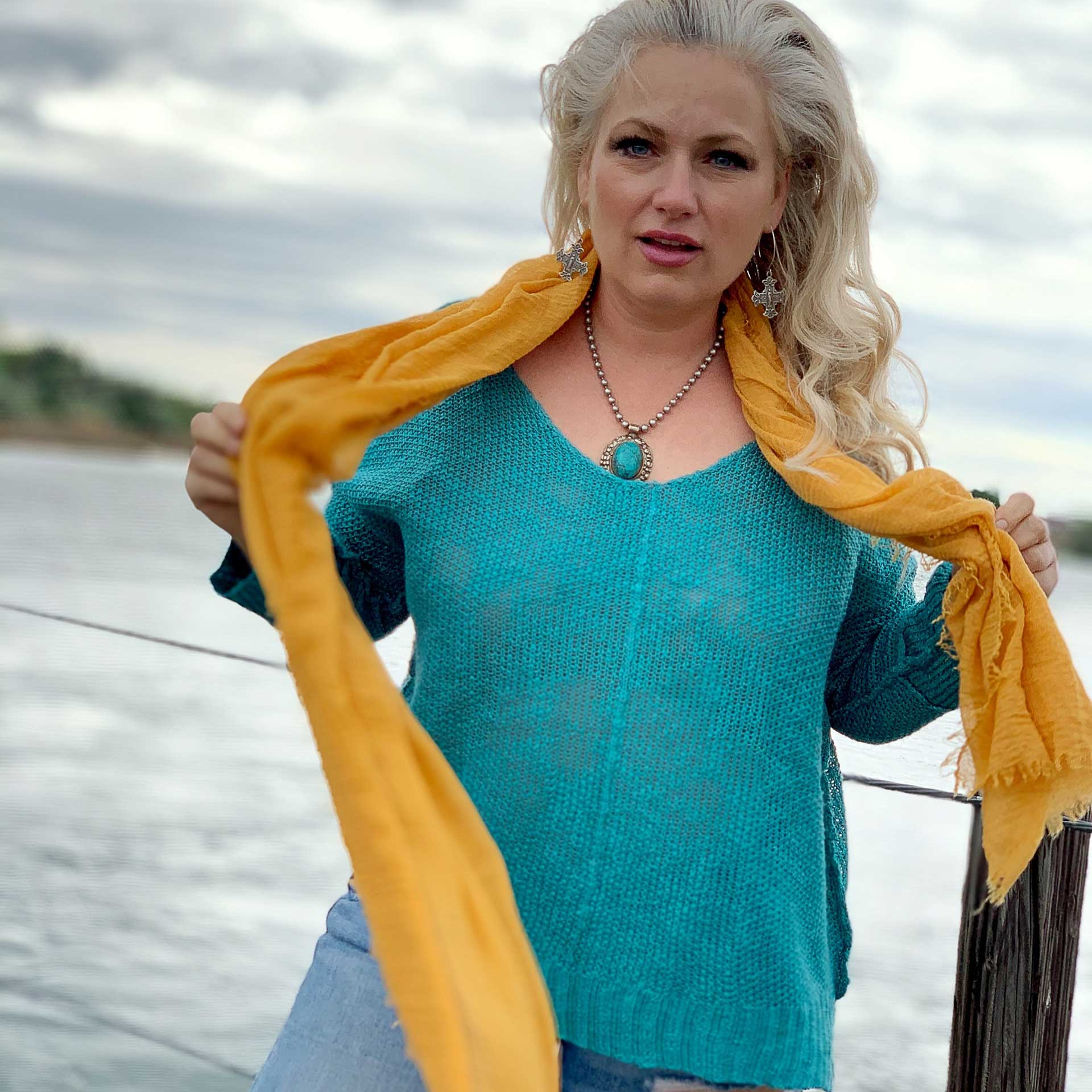 Zoe Lightweight Sweater (Turquoise)