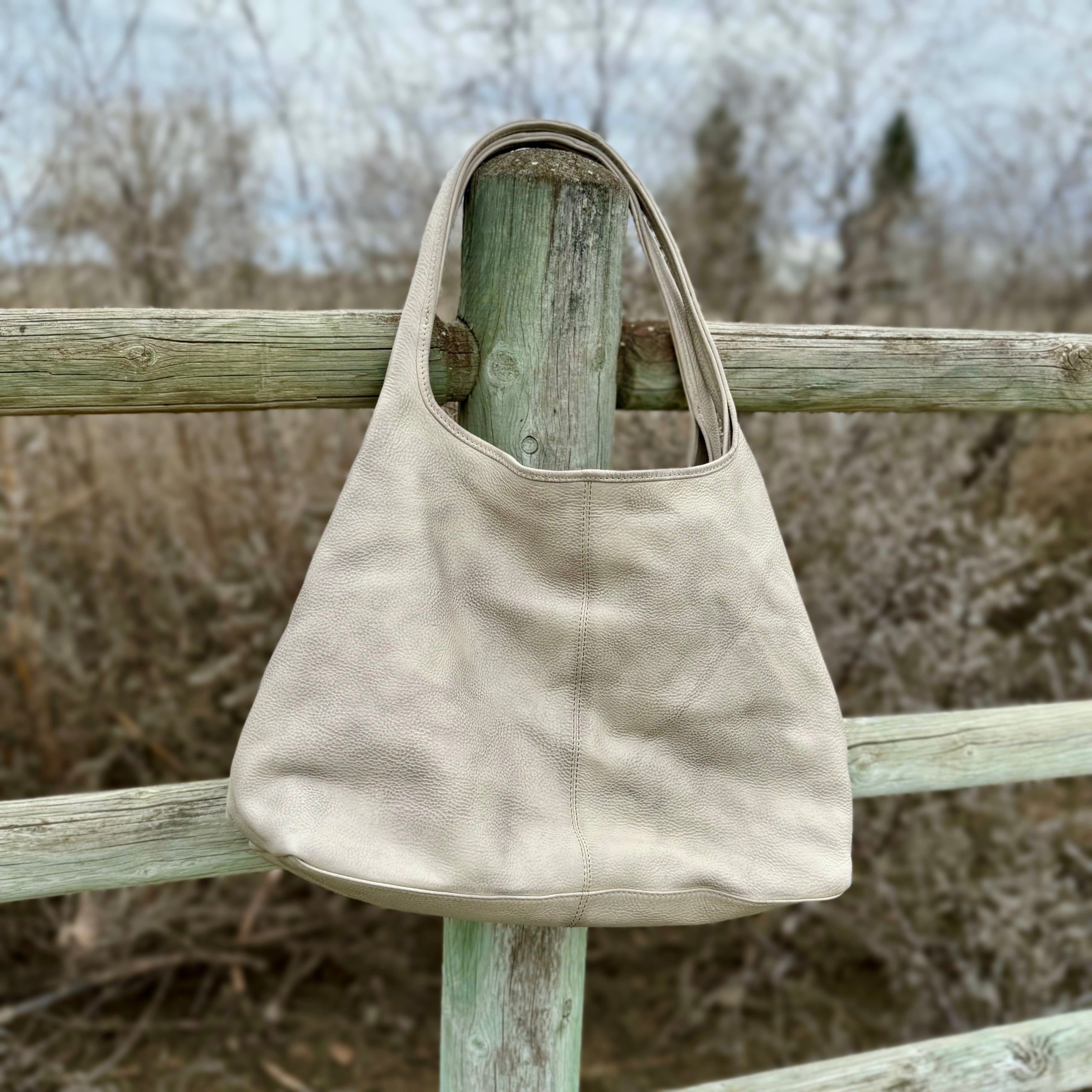 Fontinella Leather Hobo Bag (Stone)